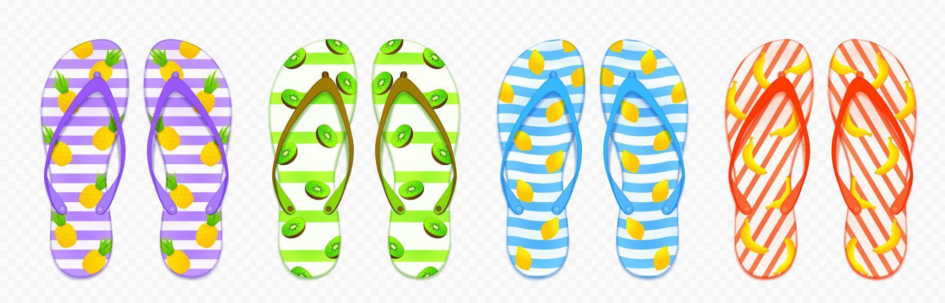 Colorful flip flops set isolated vector