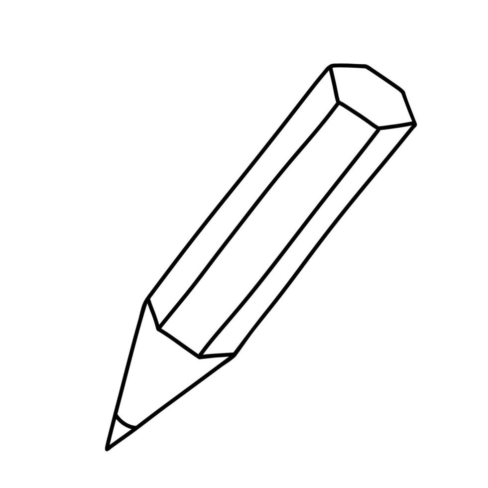 Pencil line icon. Vector outline doodle illustration isolated on white