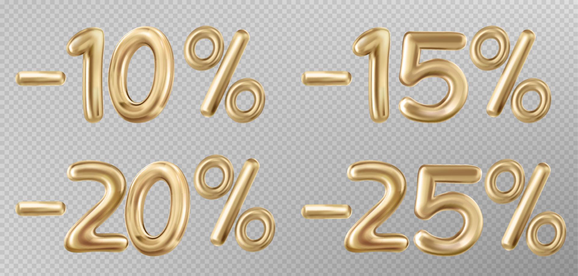 Realistic set golden air balloon discount figures vector