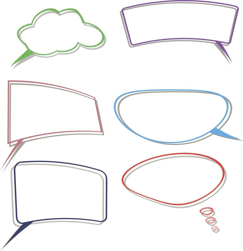 set of blank white speech bubble in flat design, sticker vector