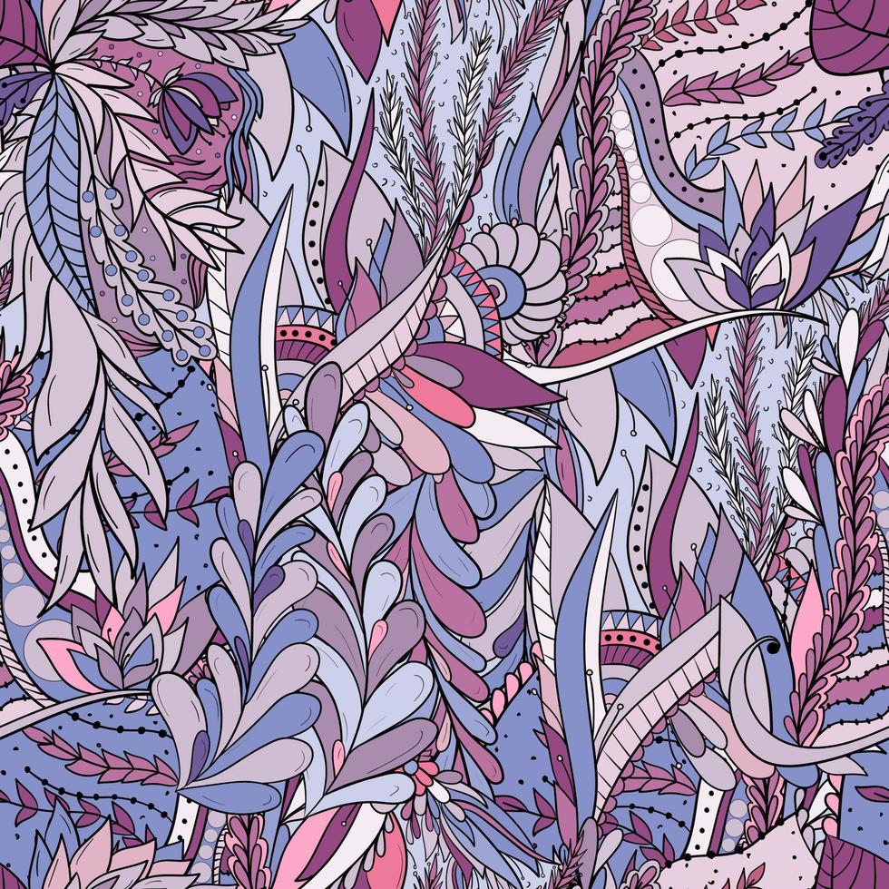 Floral seamless pattern with leaves, flowers and berries. vector