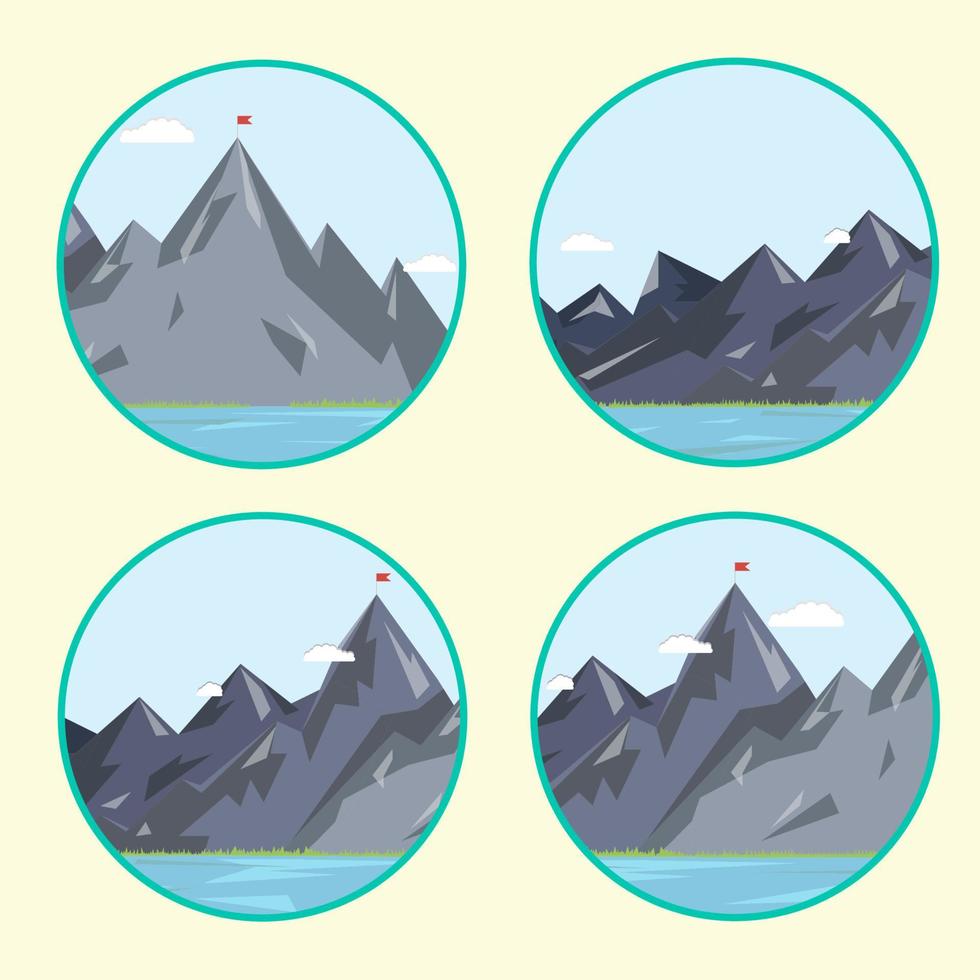 paisaje colocar. plano montañas plano diseño estilo vector ilustración.