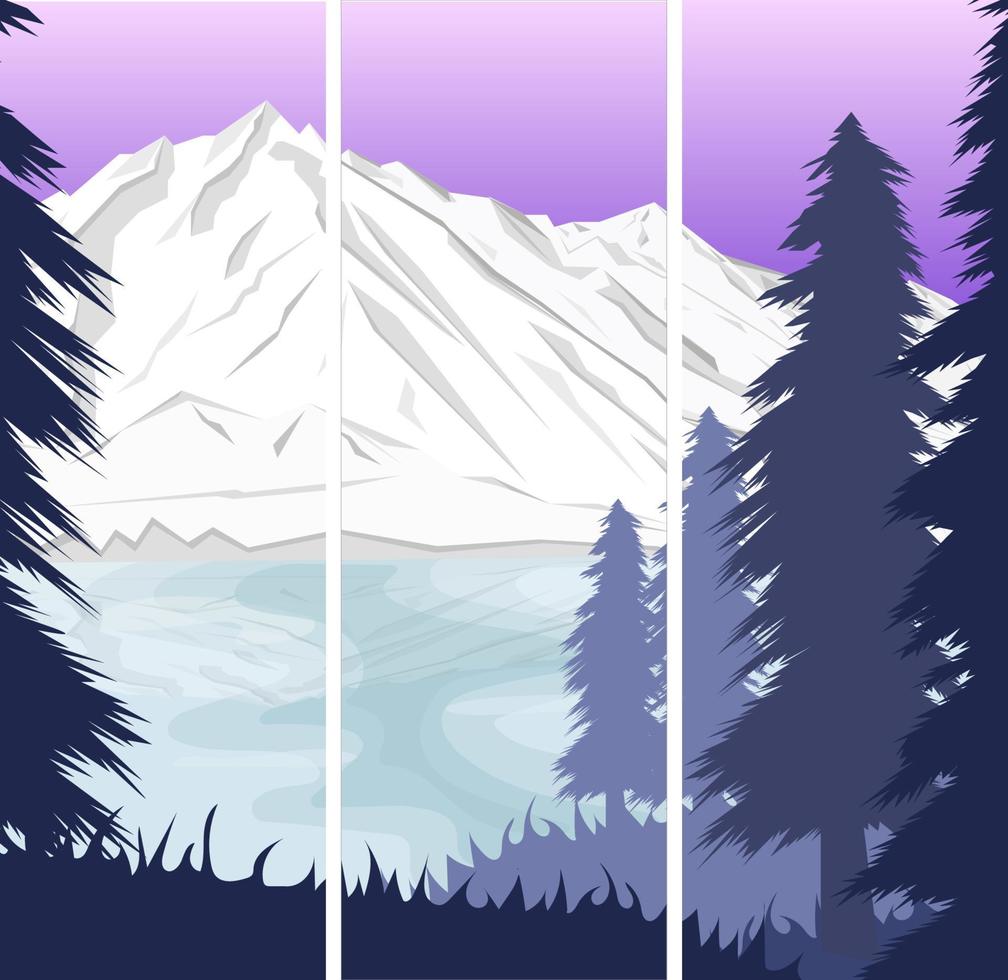 landscape set. Flat mountains  Flat design style vector illustration.