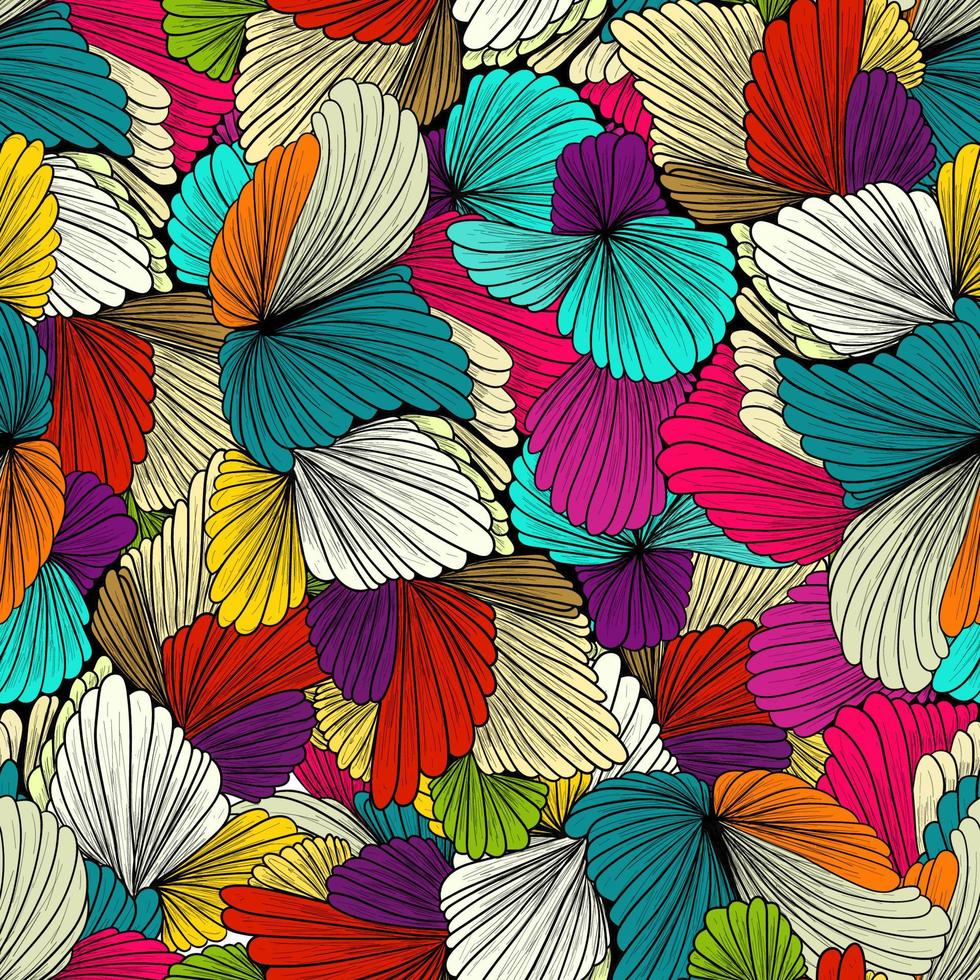 Vector seamless pattern with hand drawn scallop seashells