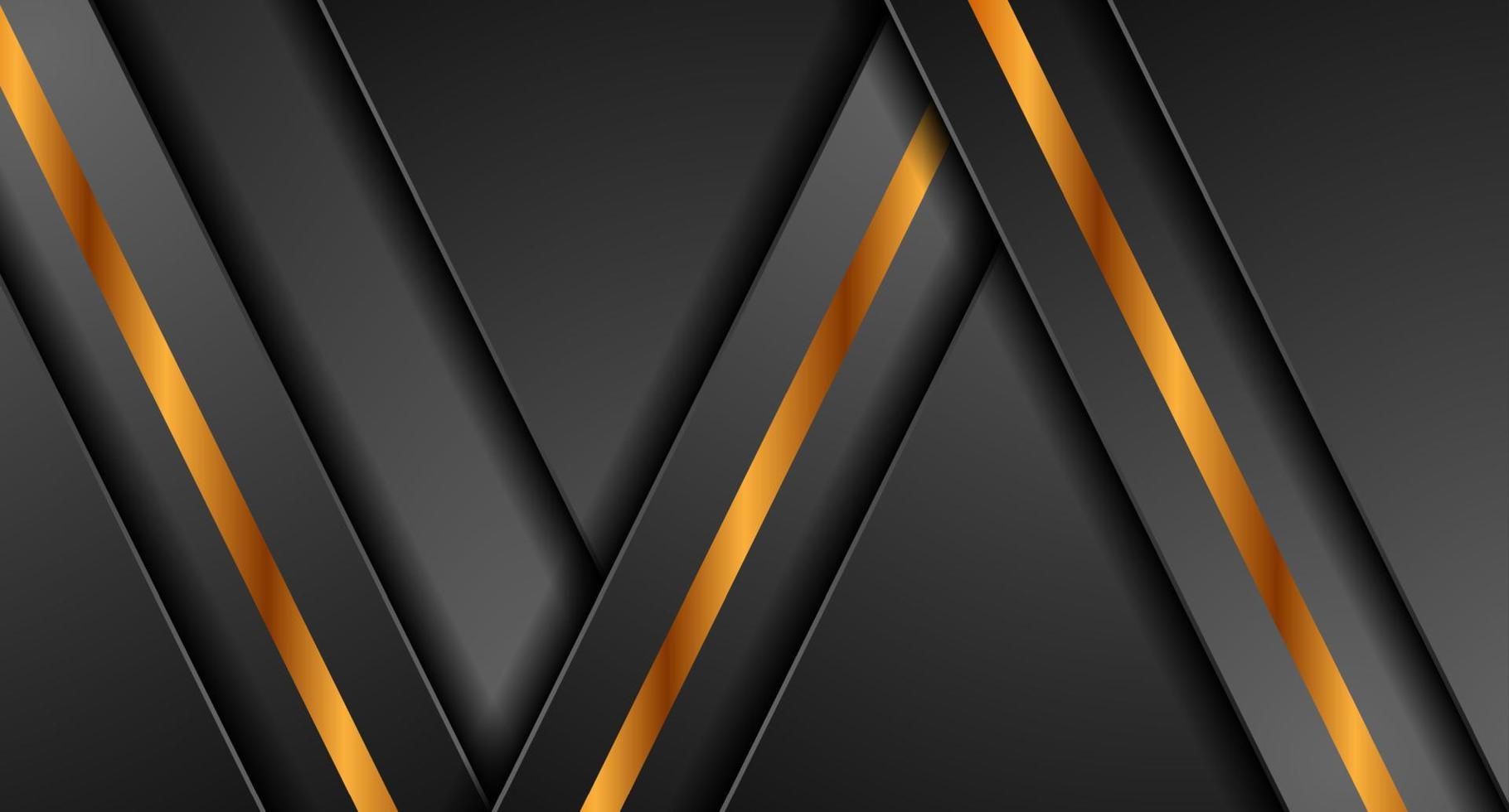 Black abstract corporate background with golden stripes vector