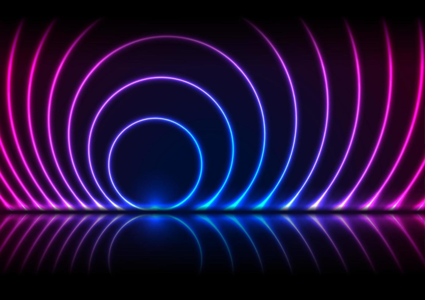Blue ultraviolet neon laser circles technology background vector