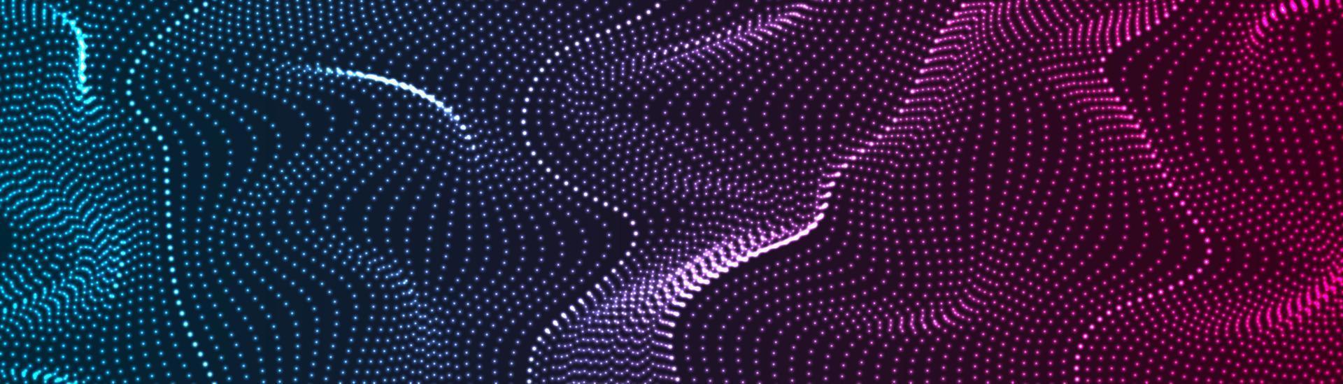 Futuristic refracted dotted lines waves abstract banner vector