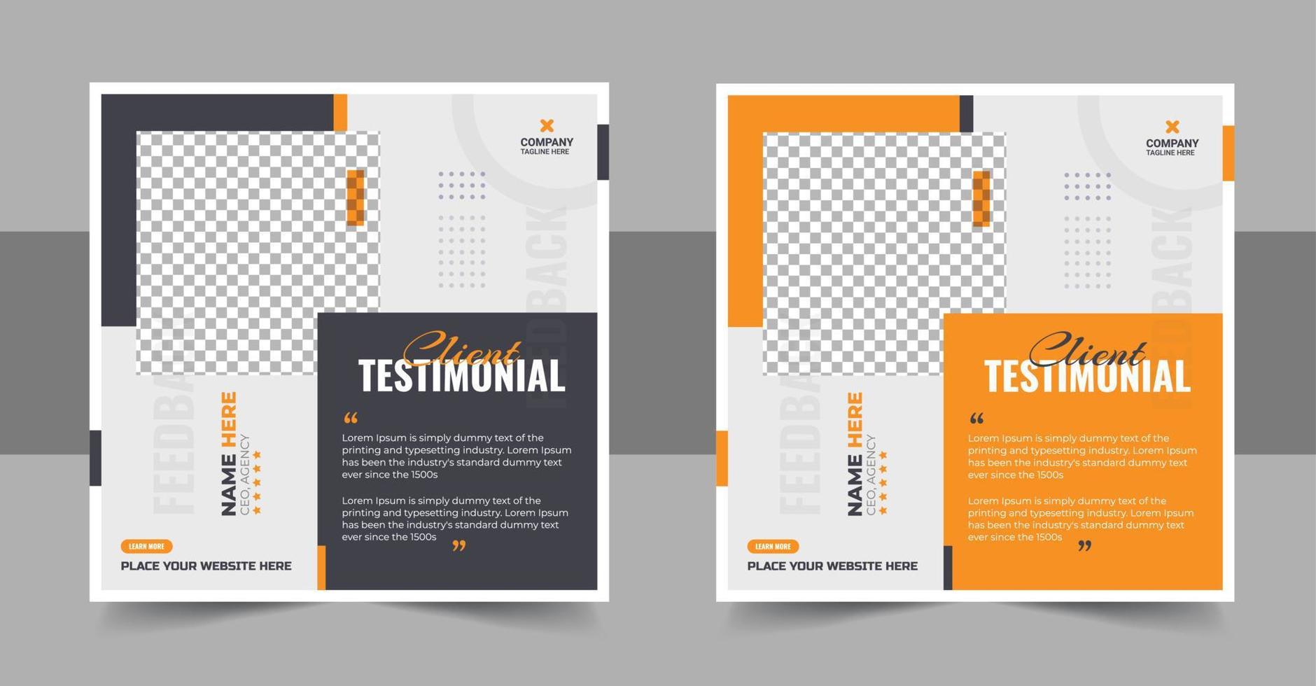 Customer feedback testimonial social media post or web banner template. client testimonials social media post banner design template with multicolor vector