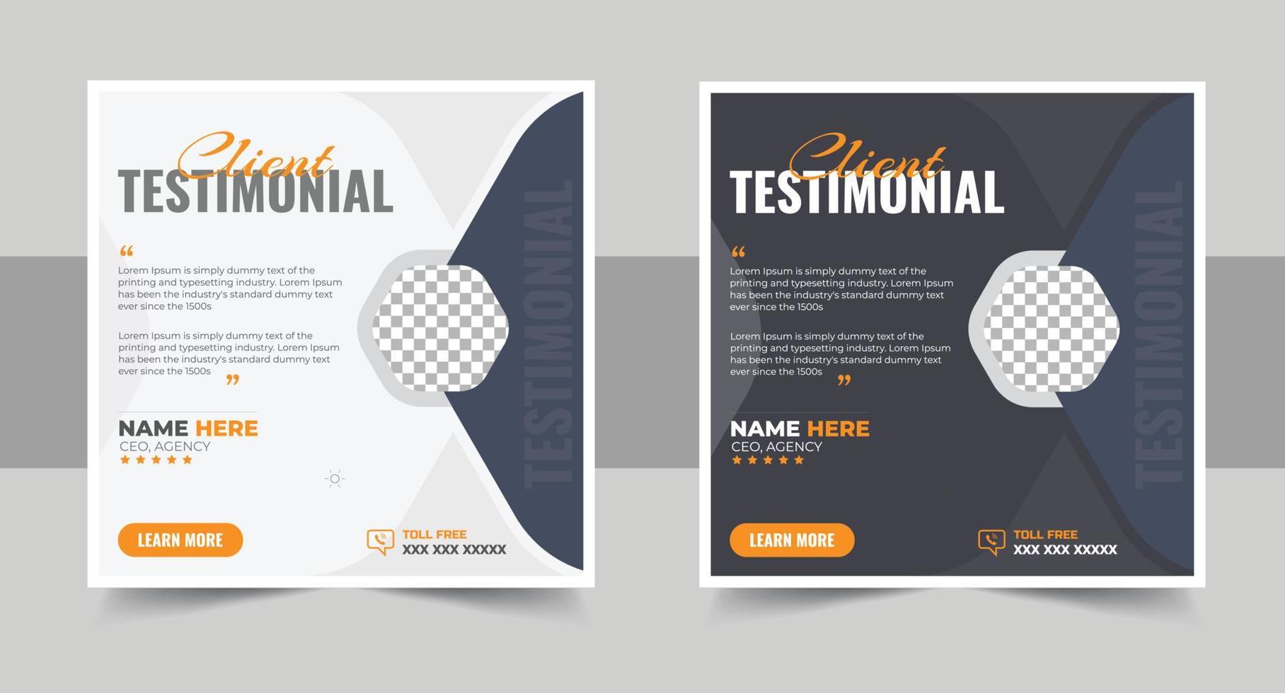 Creative concept for satisfied feedback customer testimonial social media post template vector