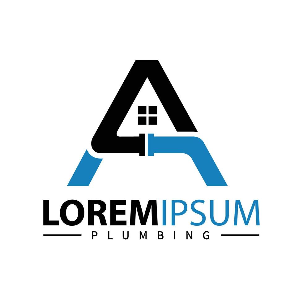 Initial Letter A for Modern Plumbing Drainage, Sanitation Home Repair, Maintenance Service Company Logo design Idea. Pipe Service Business Logo vector