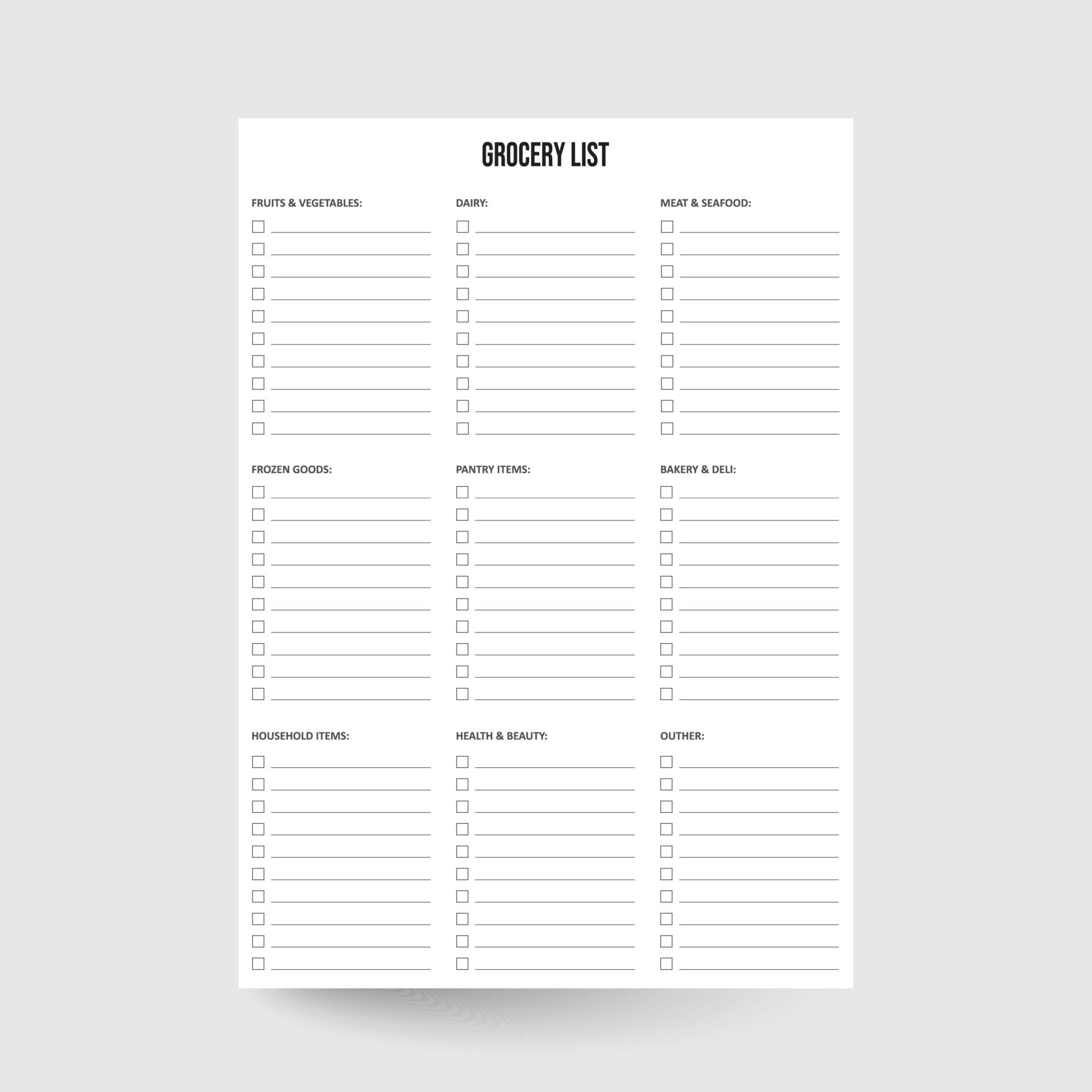 Grocery List,Grocery Shopping,Grocery Checklist,List Tracker,Grocery