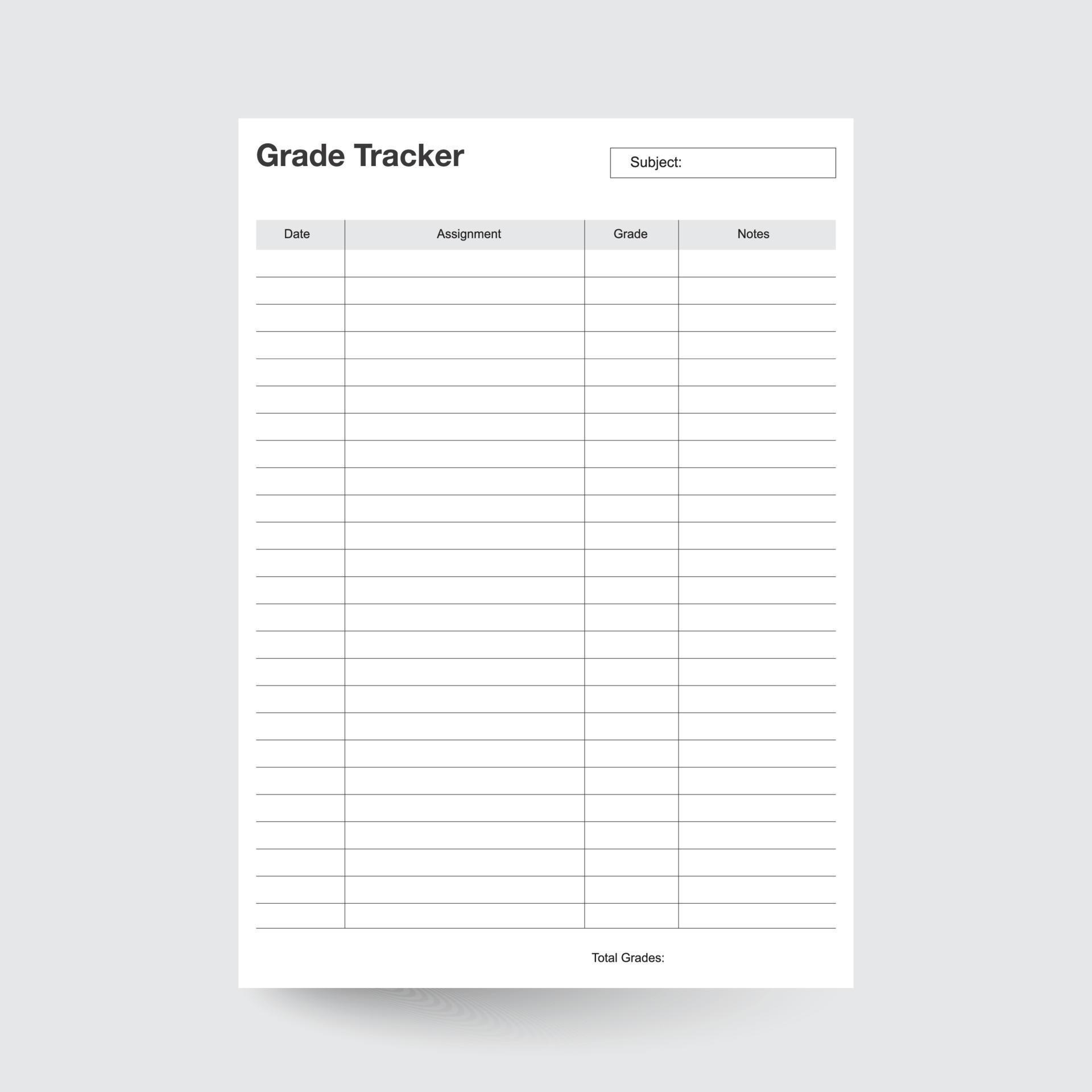 Grade Tracker,Grade Sheet,Assignment Tracker,Grade Chart,College ...