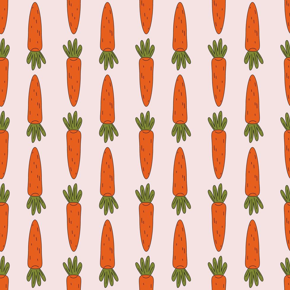 Trendy retro carrot. Seamless pattern. Cartoon style. vector