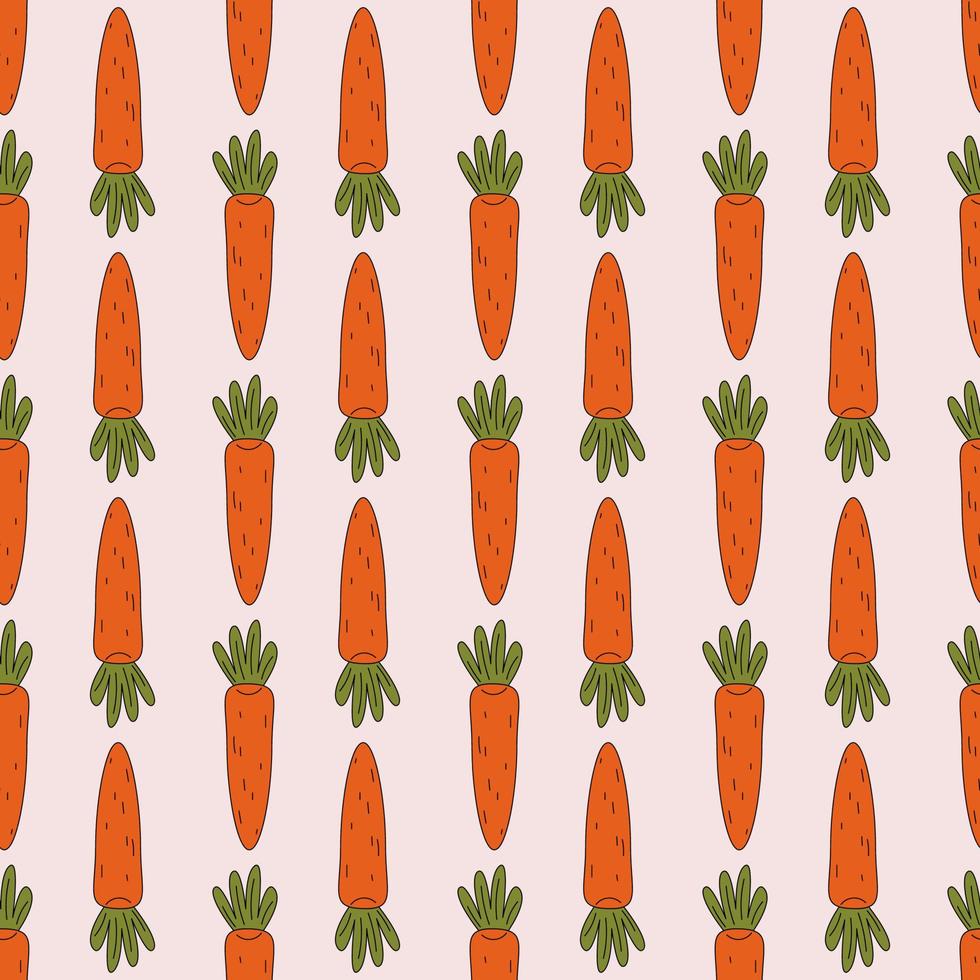 Trendy retro carrot. Seamless pattern. Cartoon style. vector