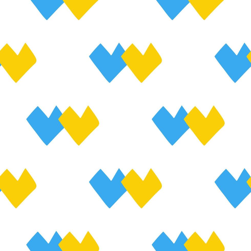 Seamless pattern with shape hearts Ukraine national blue and yellow color on white background vector