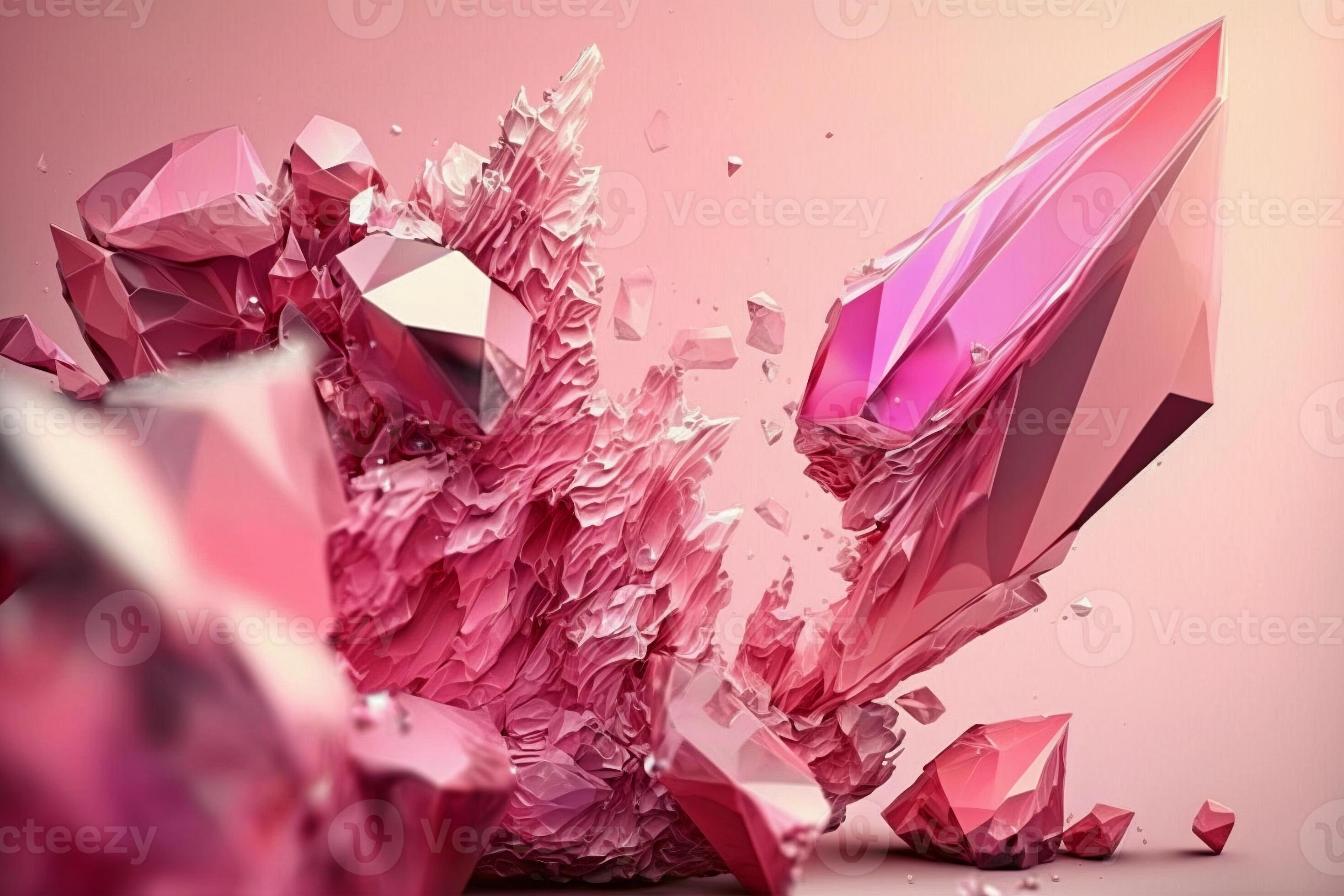 Beautiful abstract background with pink crystals. Mysterious gemstones