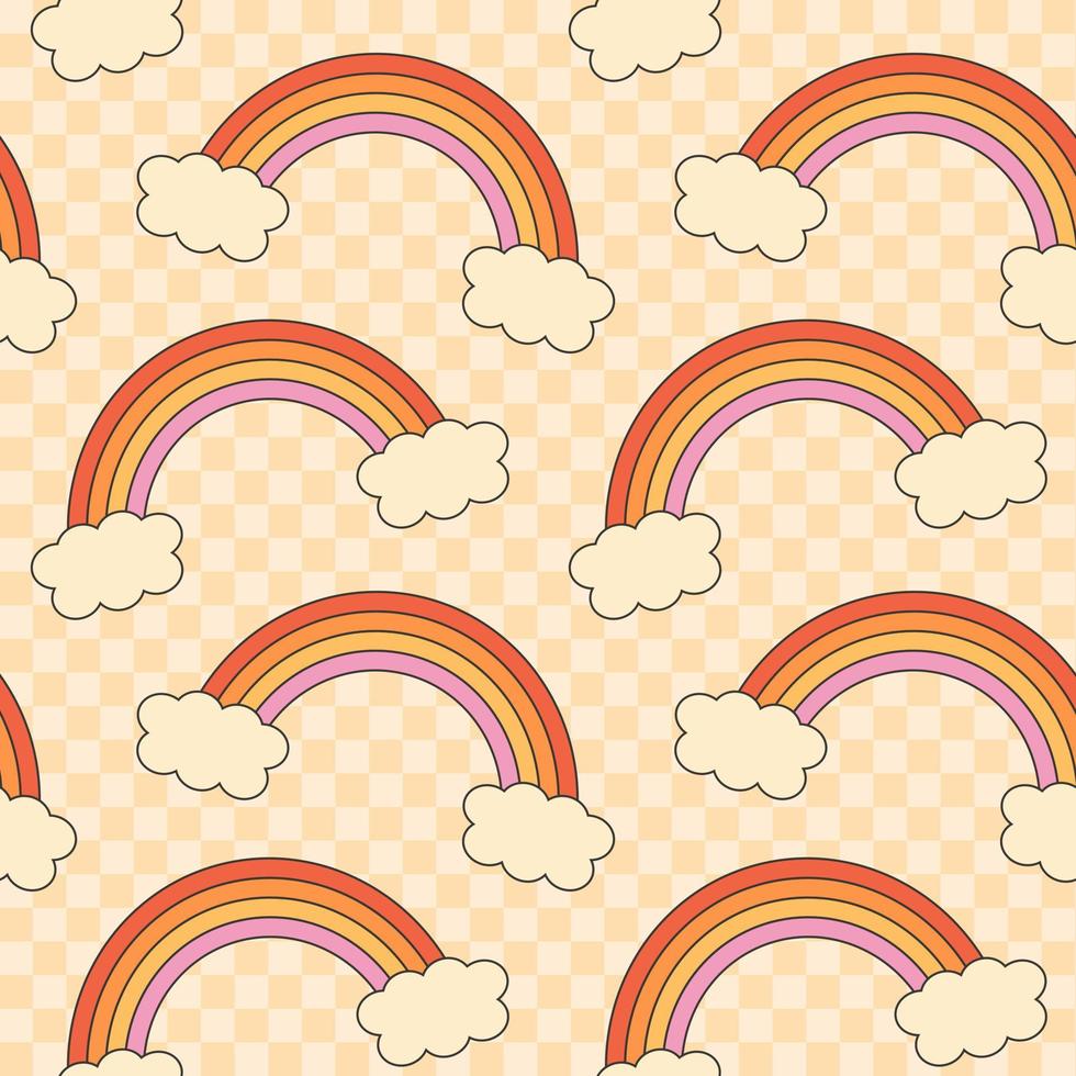 Retro groovy 70s seamless pattern. Seamless abstract pattern with rainbows. vector