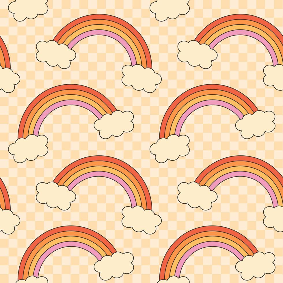 Retro groovy 70s seamless pattern. Seamless abstract pattern with rainbows. vector