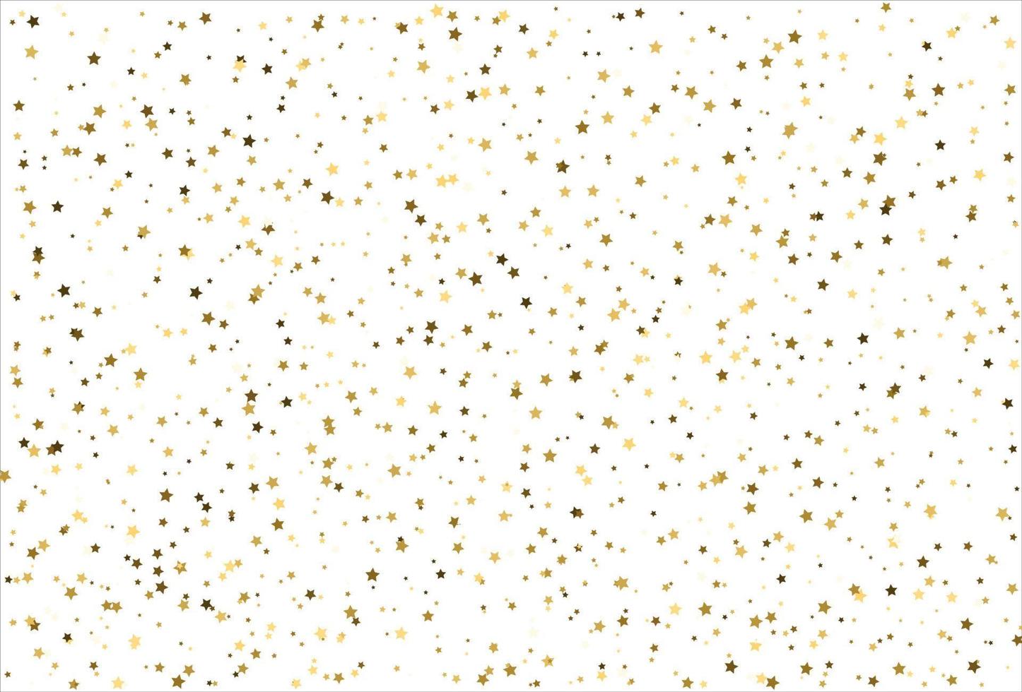 estrellas doradas que caen al azar sobre fondo blanco. patrón brillante para pancarta, tarjeta de felicitación, tarjeta de navidad y año nuevo, invitación, postal, embalaje de papel vector