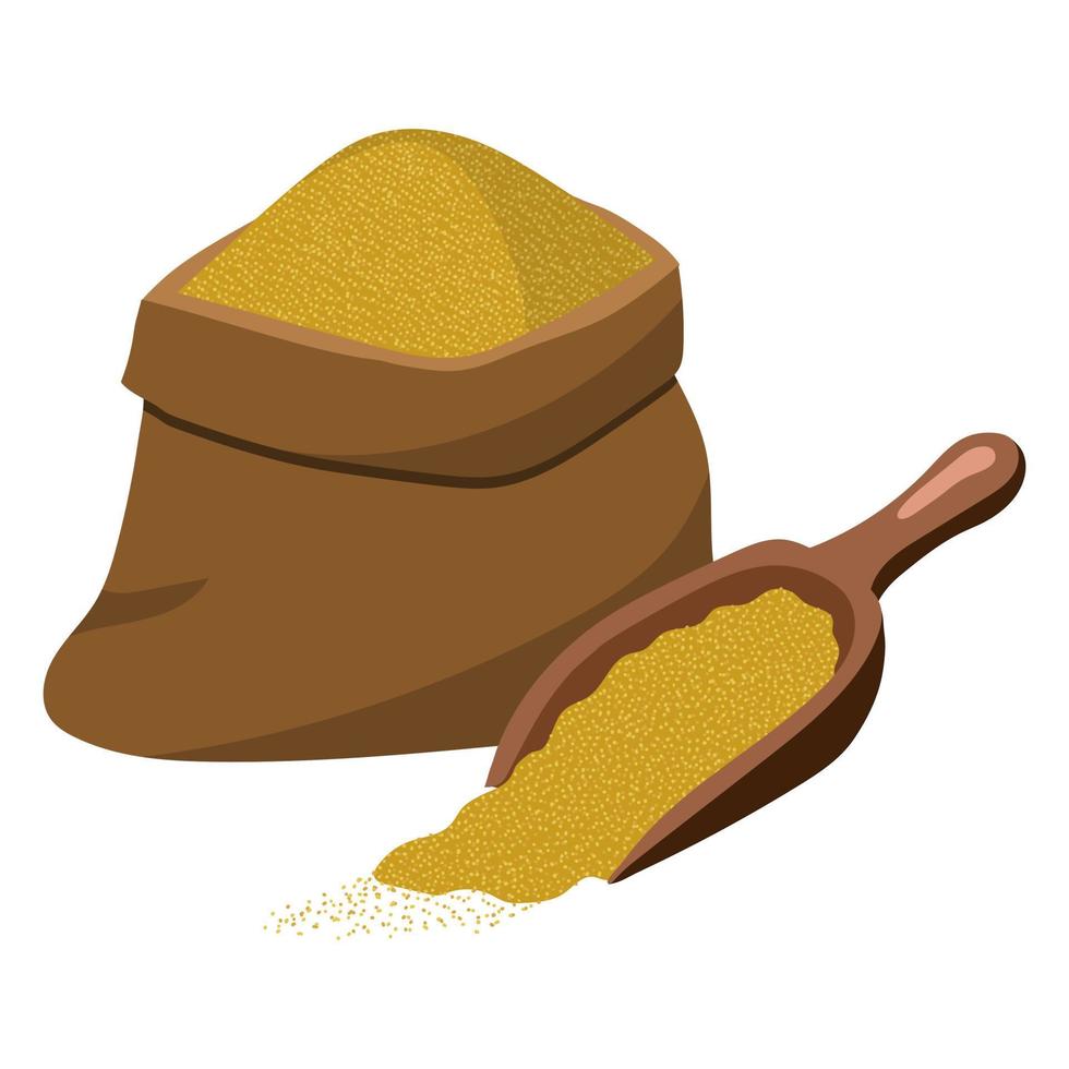 Millet in a bag . Vector illustration on a white background.