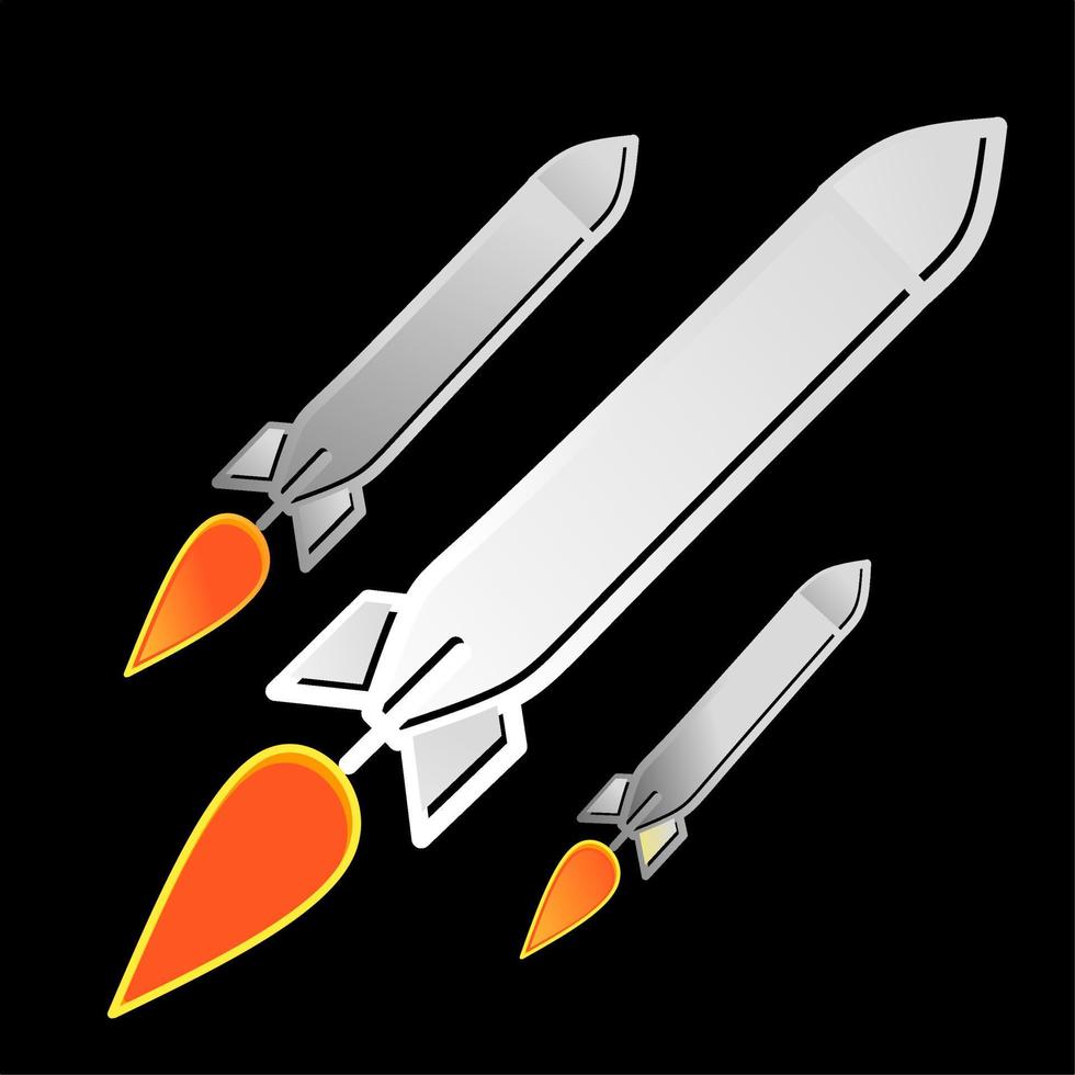 an illustration of 3 rockets flying towards the target vector