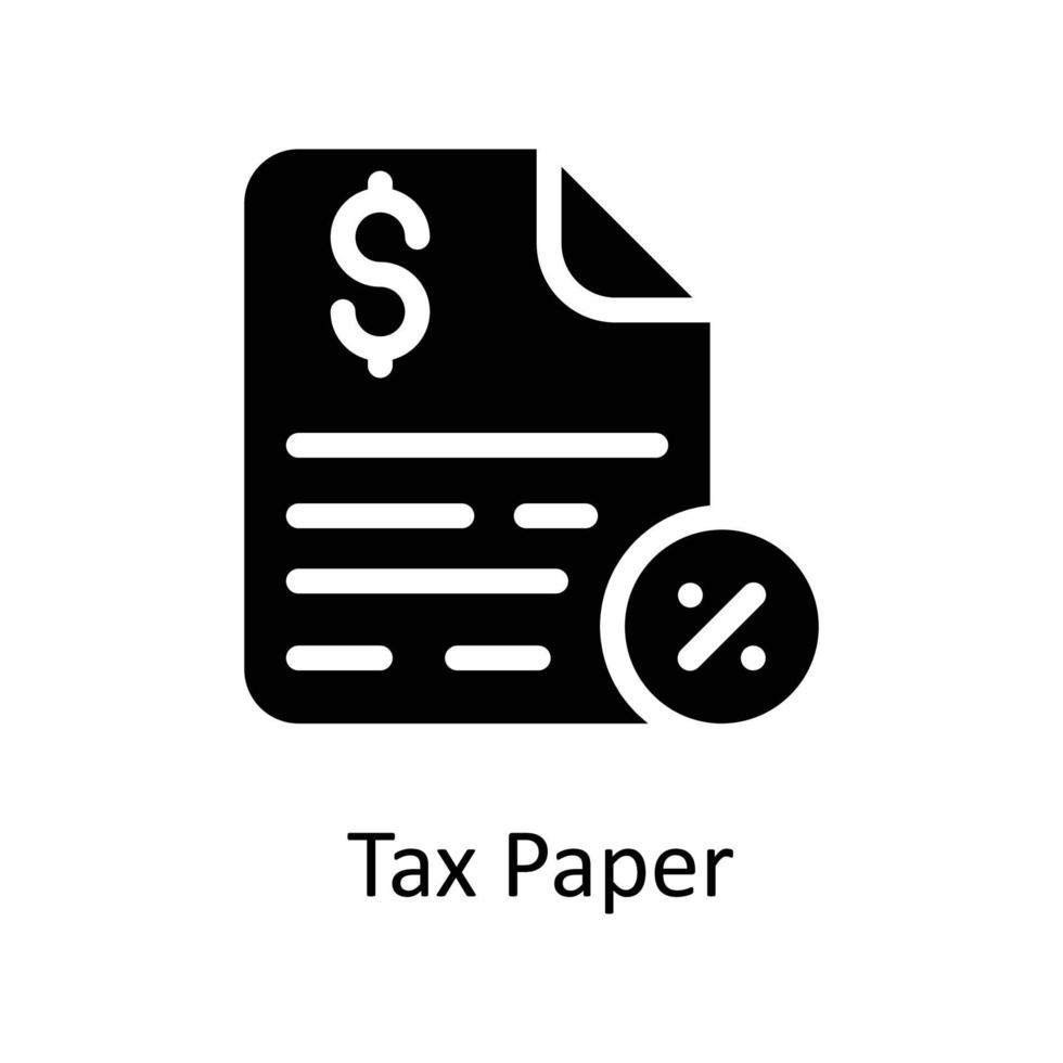 Tax Paper Vector  Solid Icons. Simple stock illustration stock