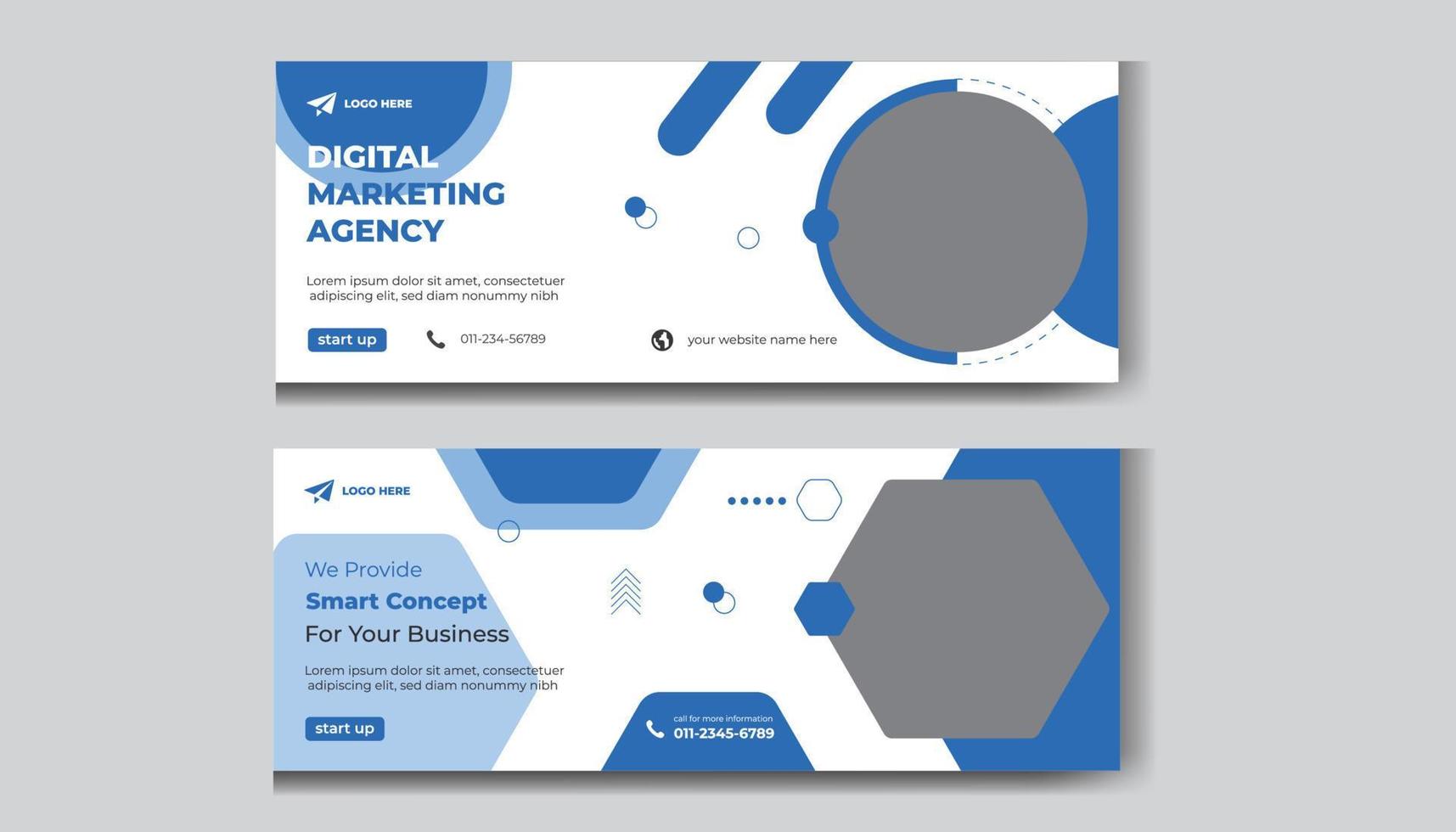 Digital Business marketing social media and web banner cover template vector