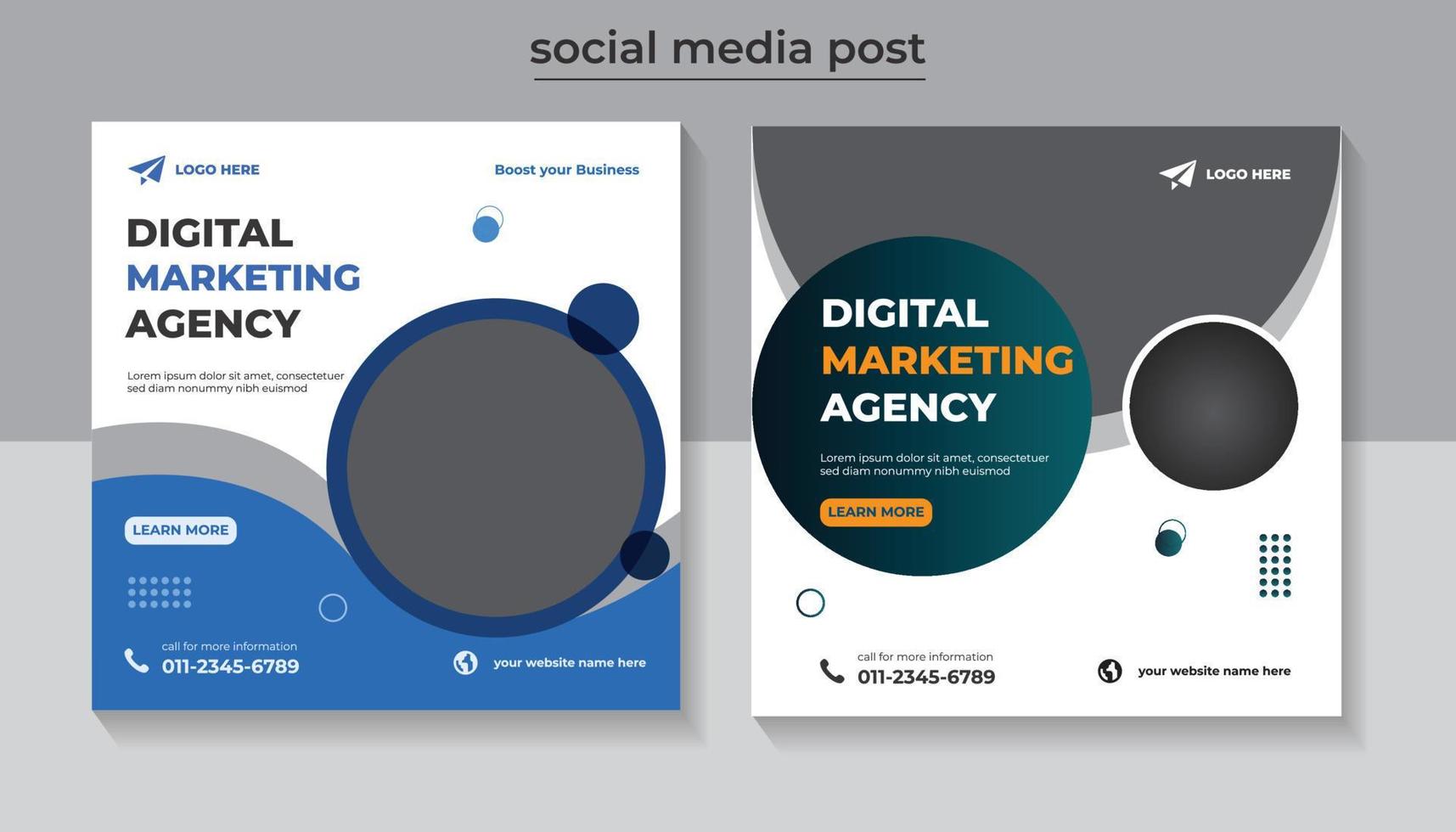 Digital business marketing agency social media promotion and web banner vector