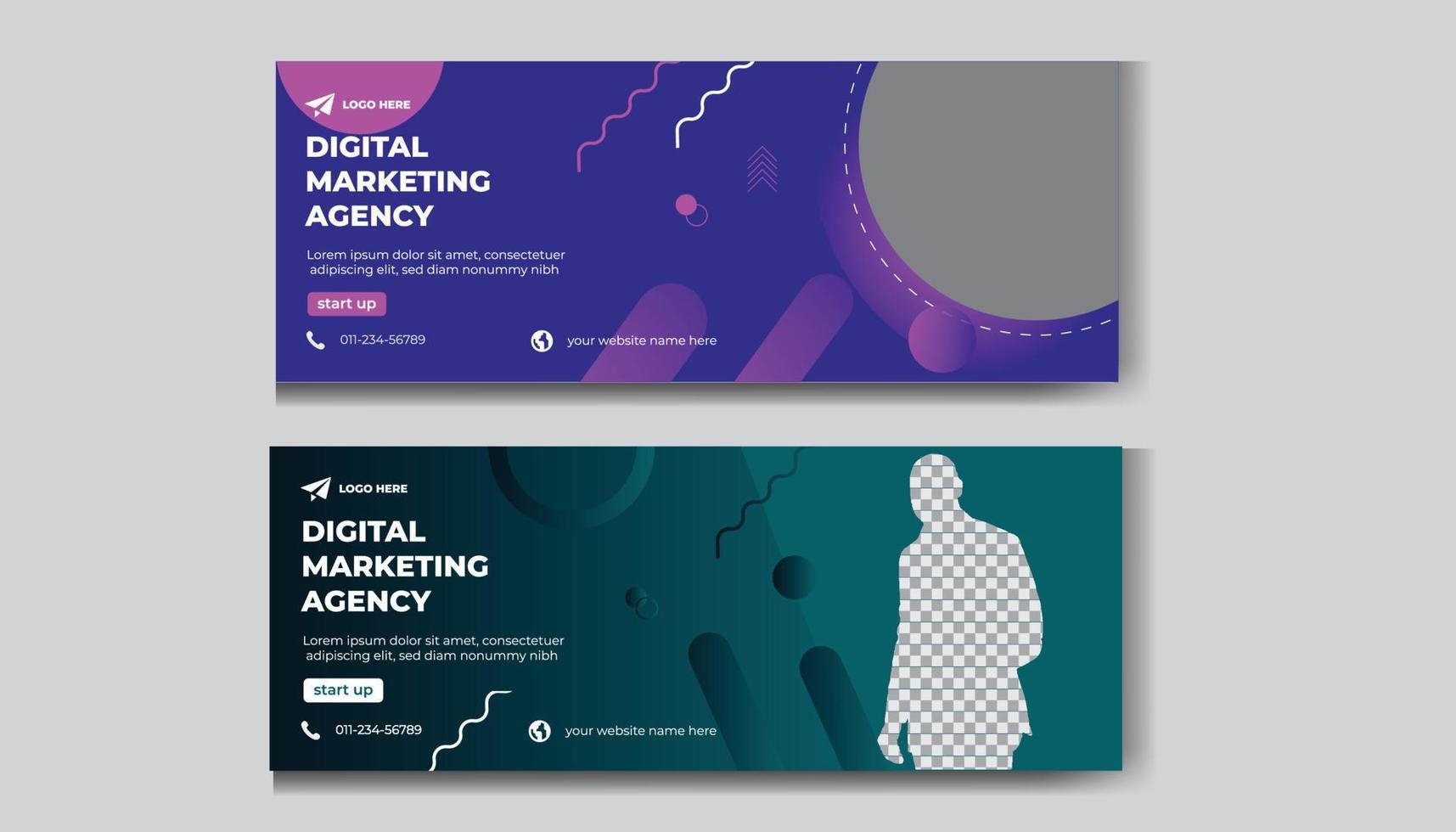 Digital Business marketing social media and web banner cover template vector