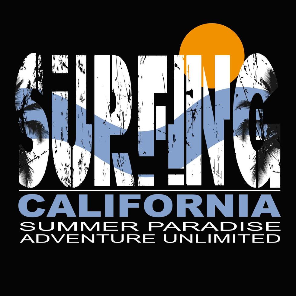 surfing california text template vector design