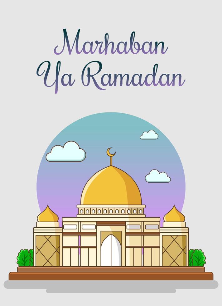 Moslem Religion Ramadan Karem Mubarak Illustration Vector Design