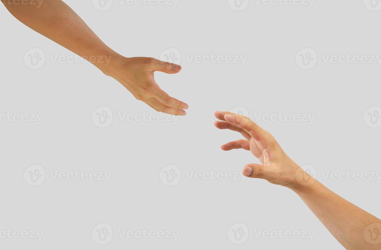 Rescue, helping gesture of hands on white background included clipping path. Concept of help hand and international day of peace photo