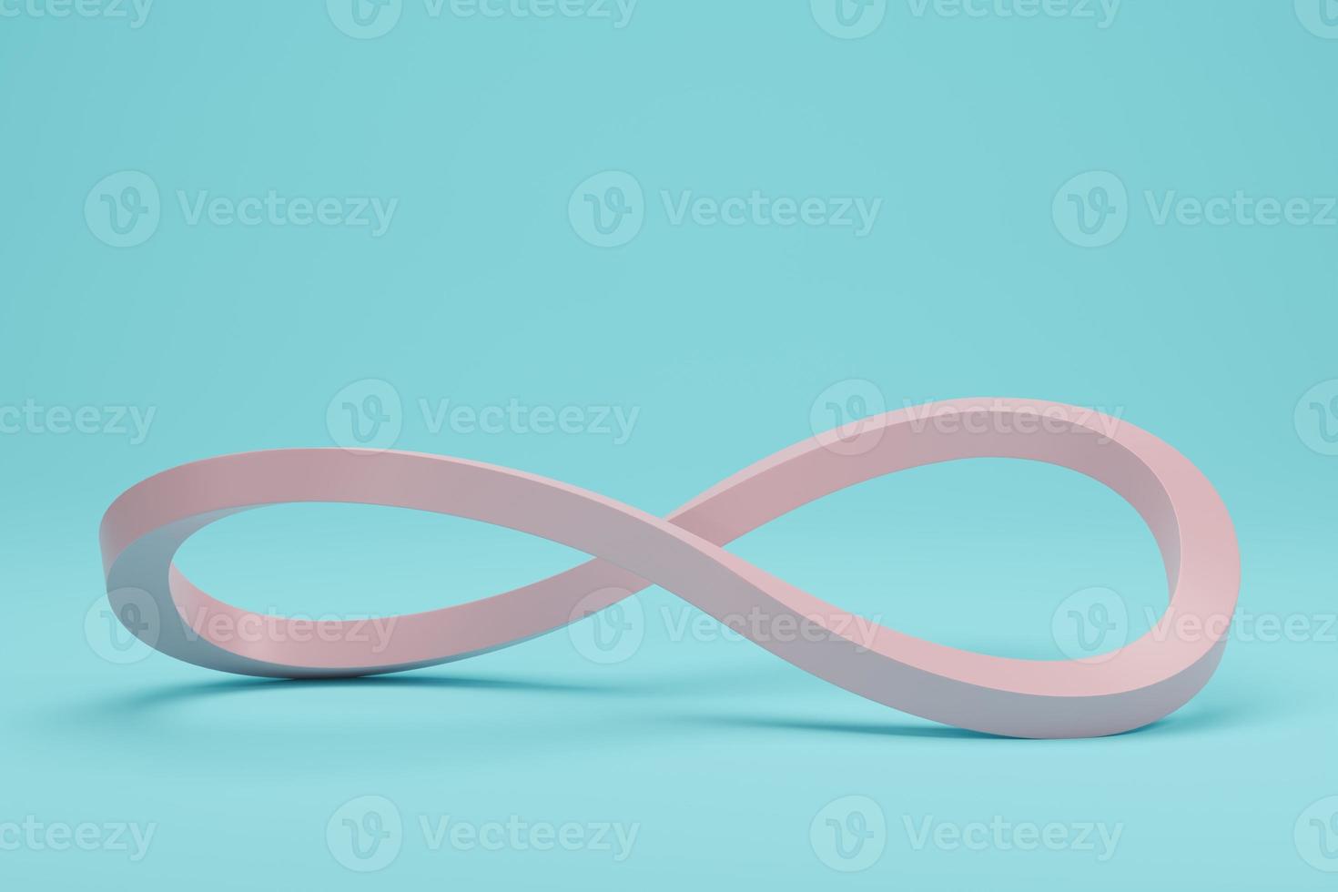 Symbol infinity on blue pastel color background. 3d rendering, 3d illustration photo