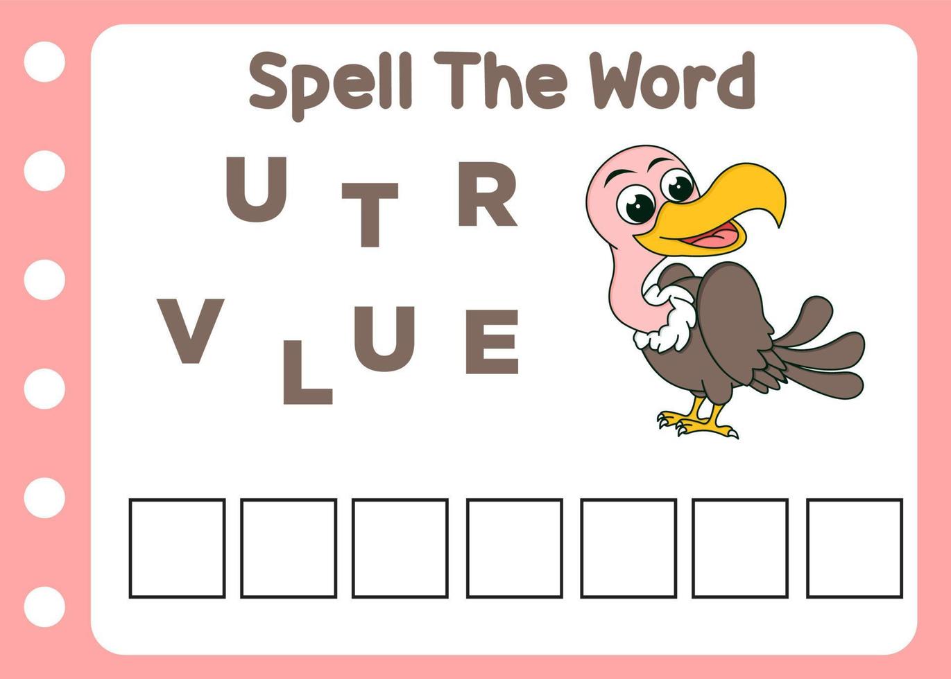 spell the word of  vulture kids game vector