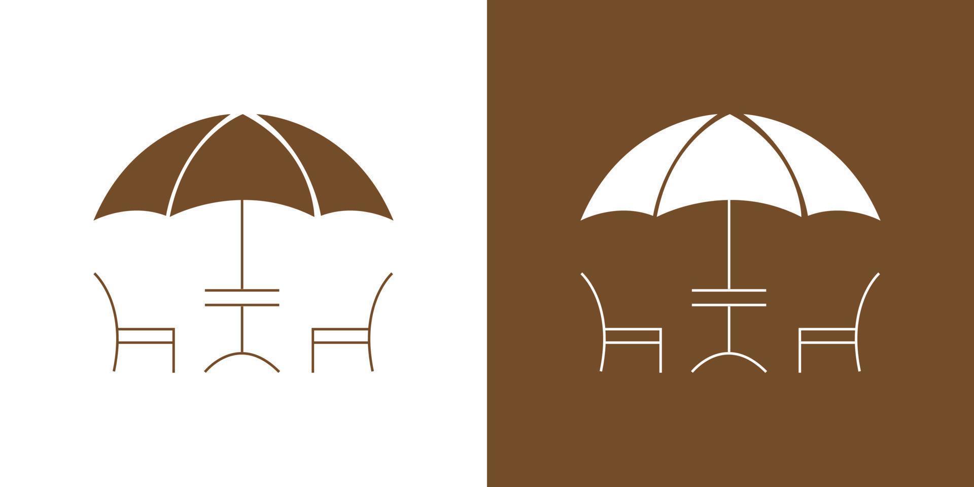 Umbrella Logo with Vintage Style in Linear Concept. Parasol Logo Design Template. Usable for Business and Branding Logos vector