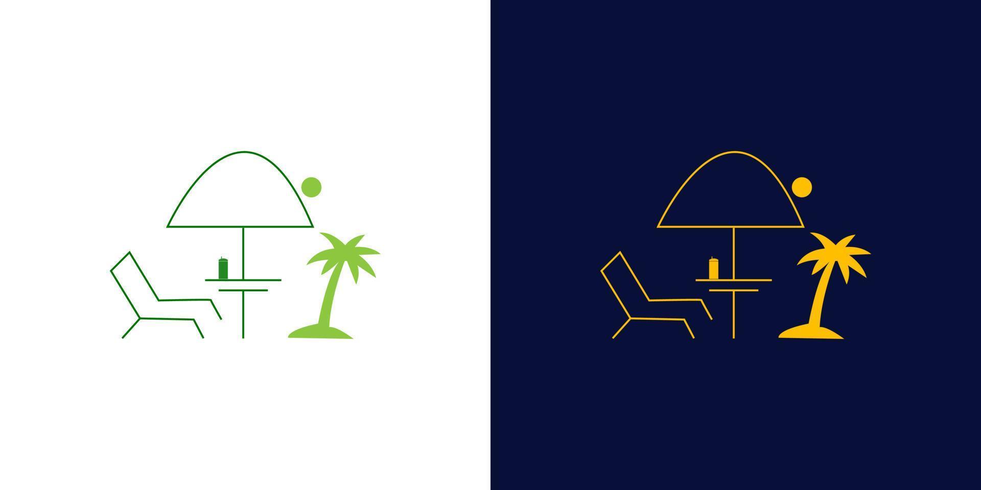sombrilla logo diseño modelo. playa paraguas logo con Clásico estilo en lineal concepto. usable para negocio y marca logos vector