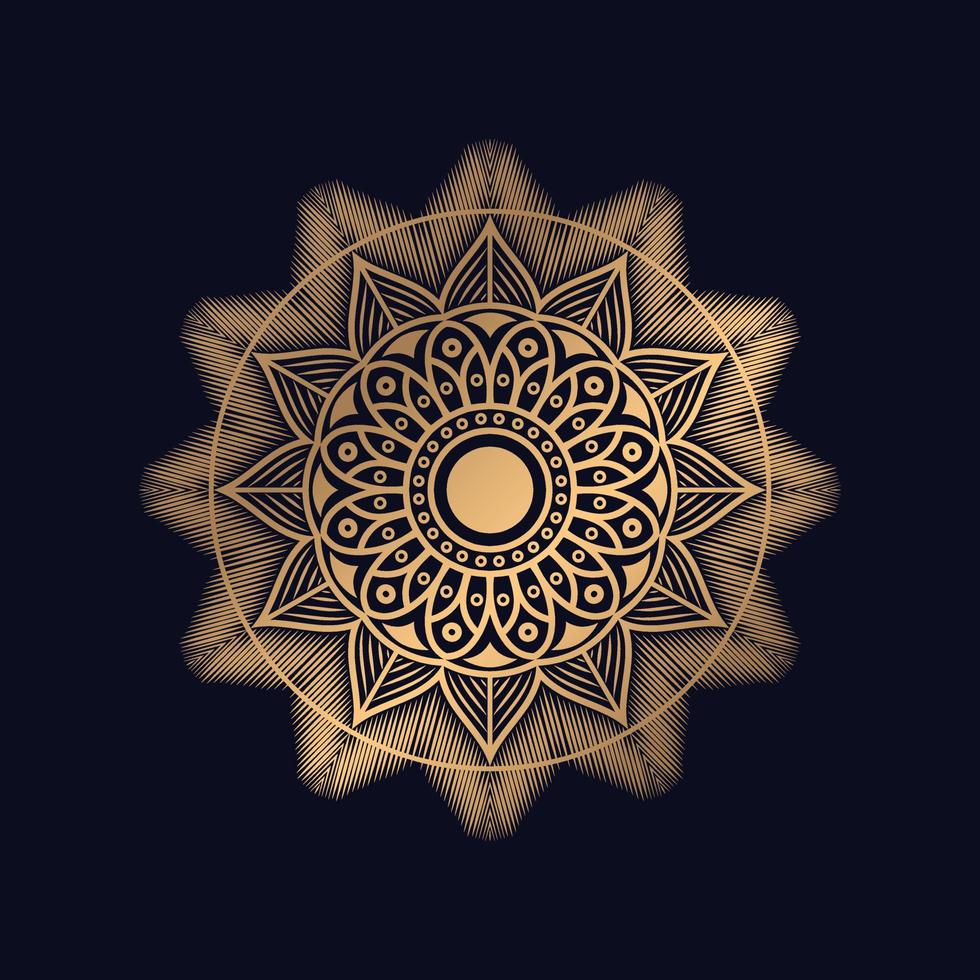 Ornamental round lace with damask mandala background design vector