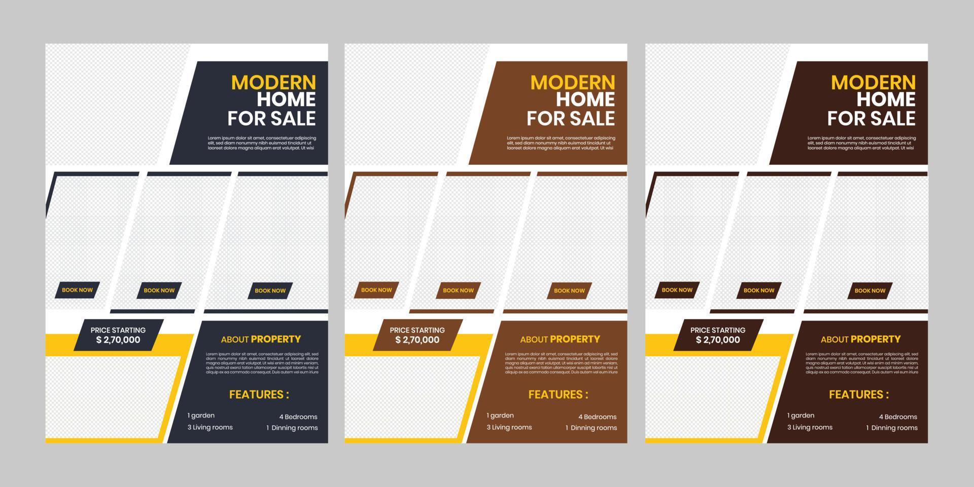 New home sale luxury print flyer and real estate one page handout commercial book marketing template vector