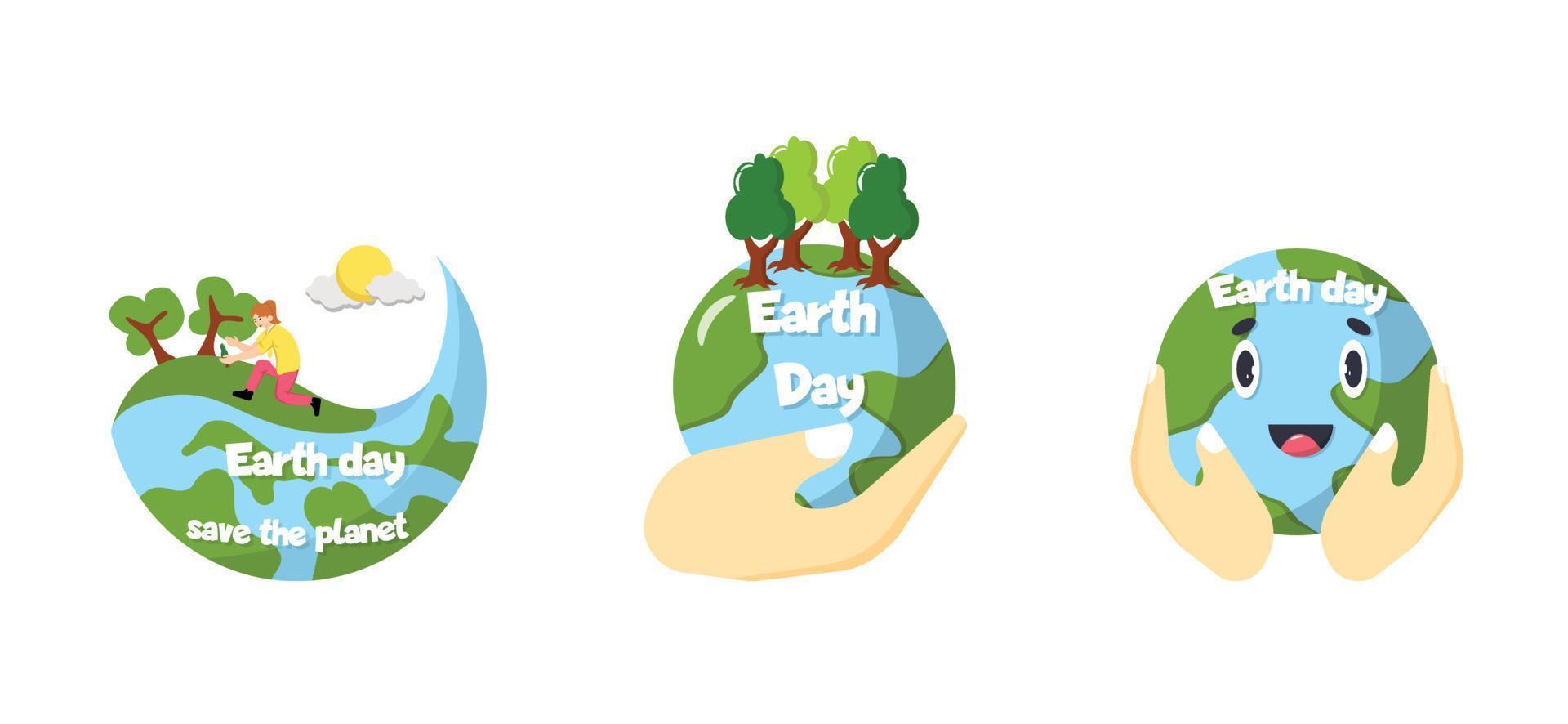 Earth Day Flat Bundle Design Illustration vector