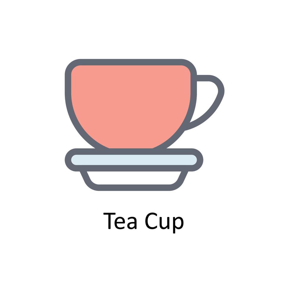 Tea Cup Vector Fill outline Icons. Simple stock illustration stock