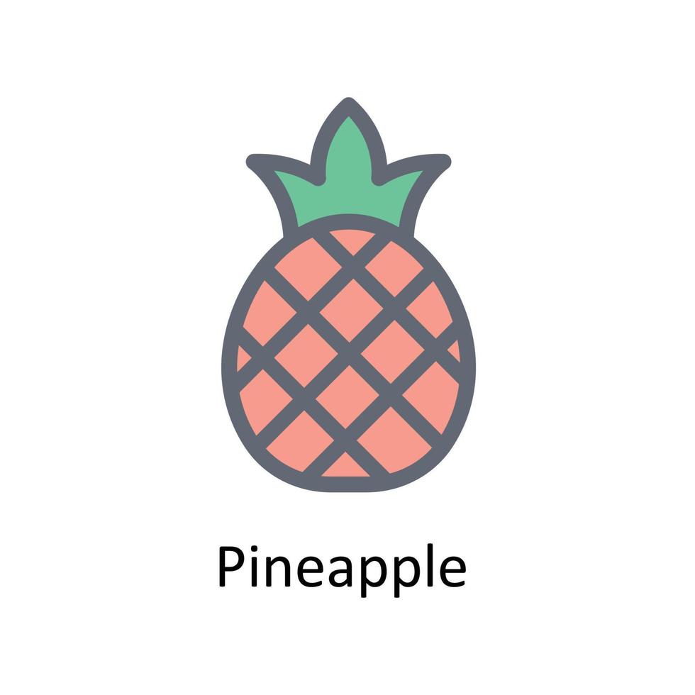 Pineapple  Vector Fill outline Icons. Simple stock illustration stock