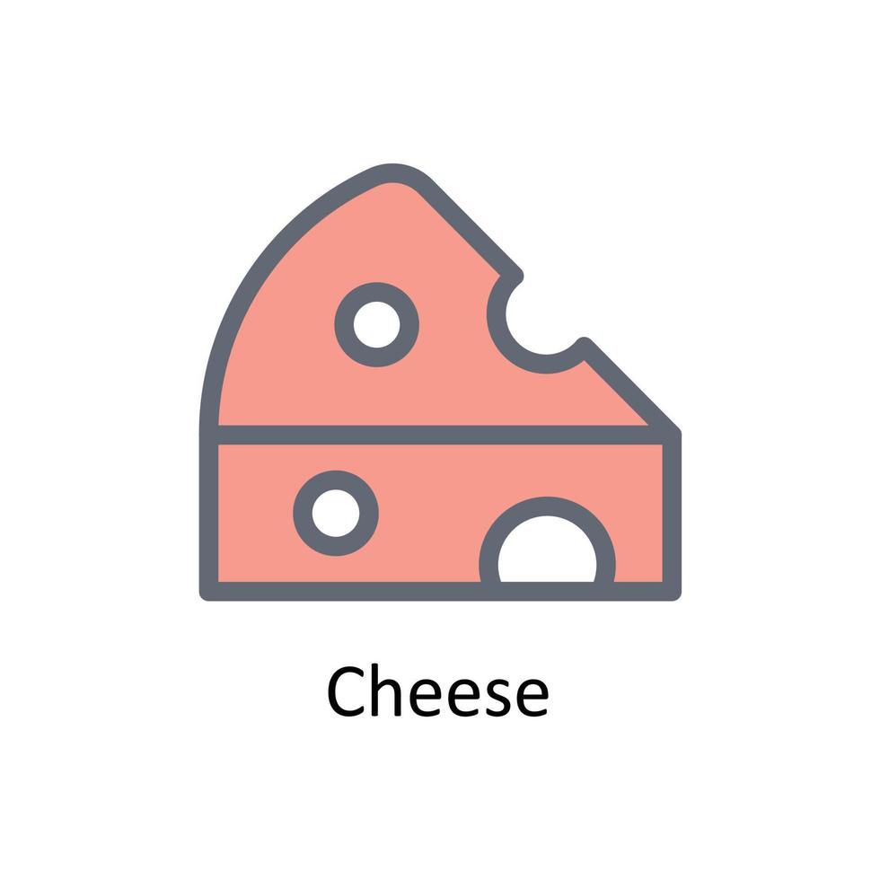 Cheese Vector Fill outline Icons. Simple stock illustration stock