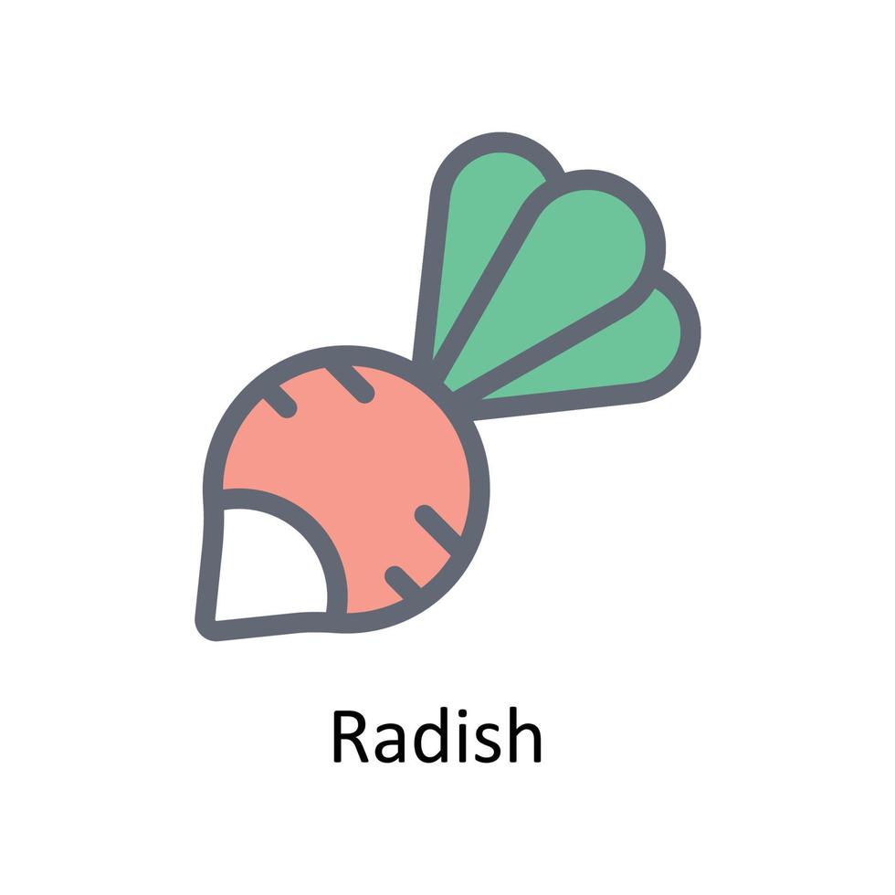 Radish  Vector Fill outline Icons. Simple stock illustration stock