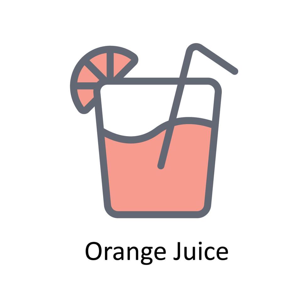 Orange Juice Vector Fill outline Icons. Simple stock illustration stock