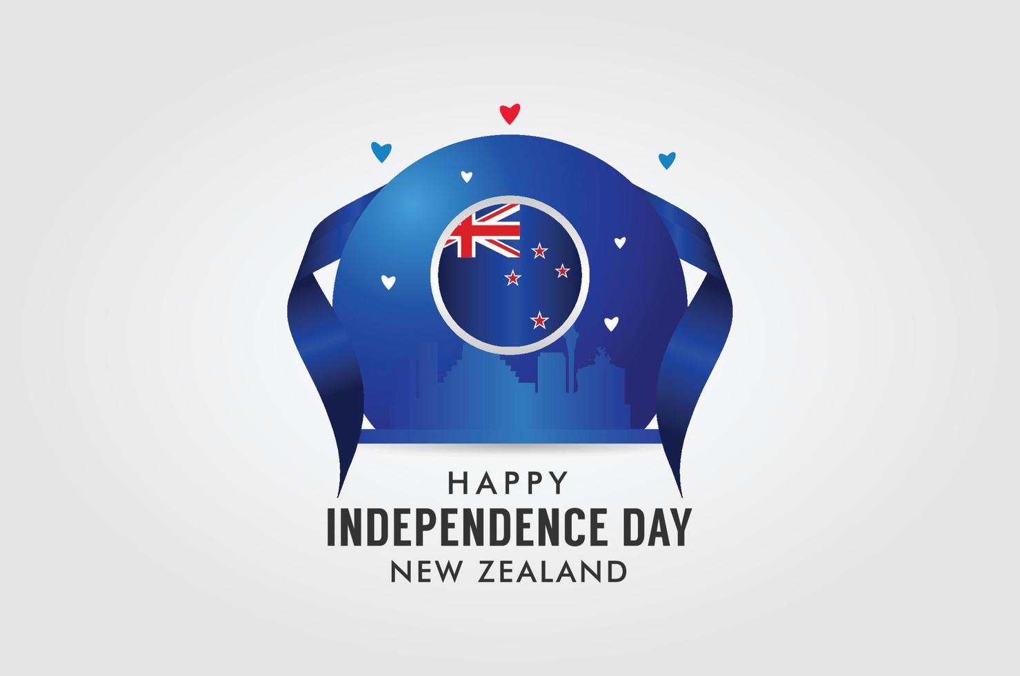 New Zealand Independence Day Background With Elegant Ribbon vector