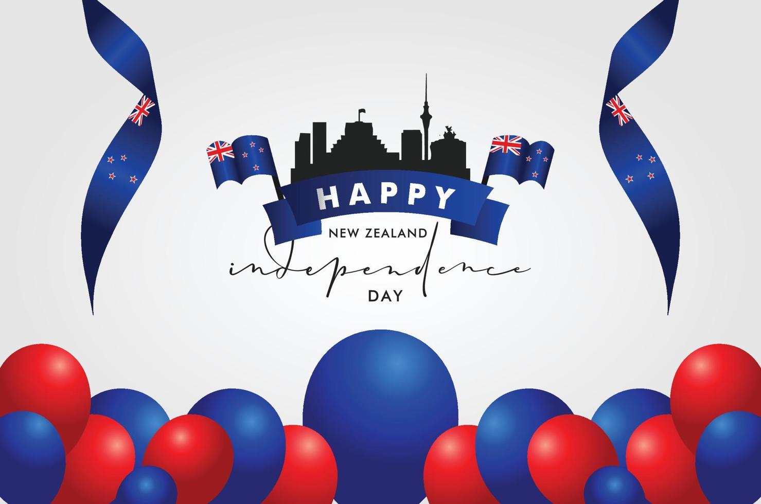 New Zealand Independence Day Background With Elegant Ribbon vector