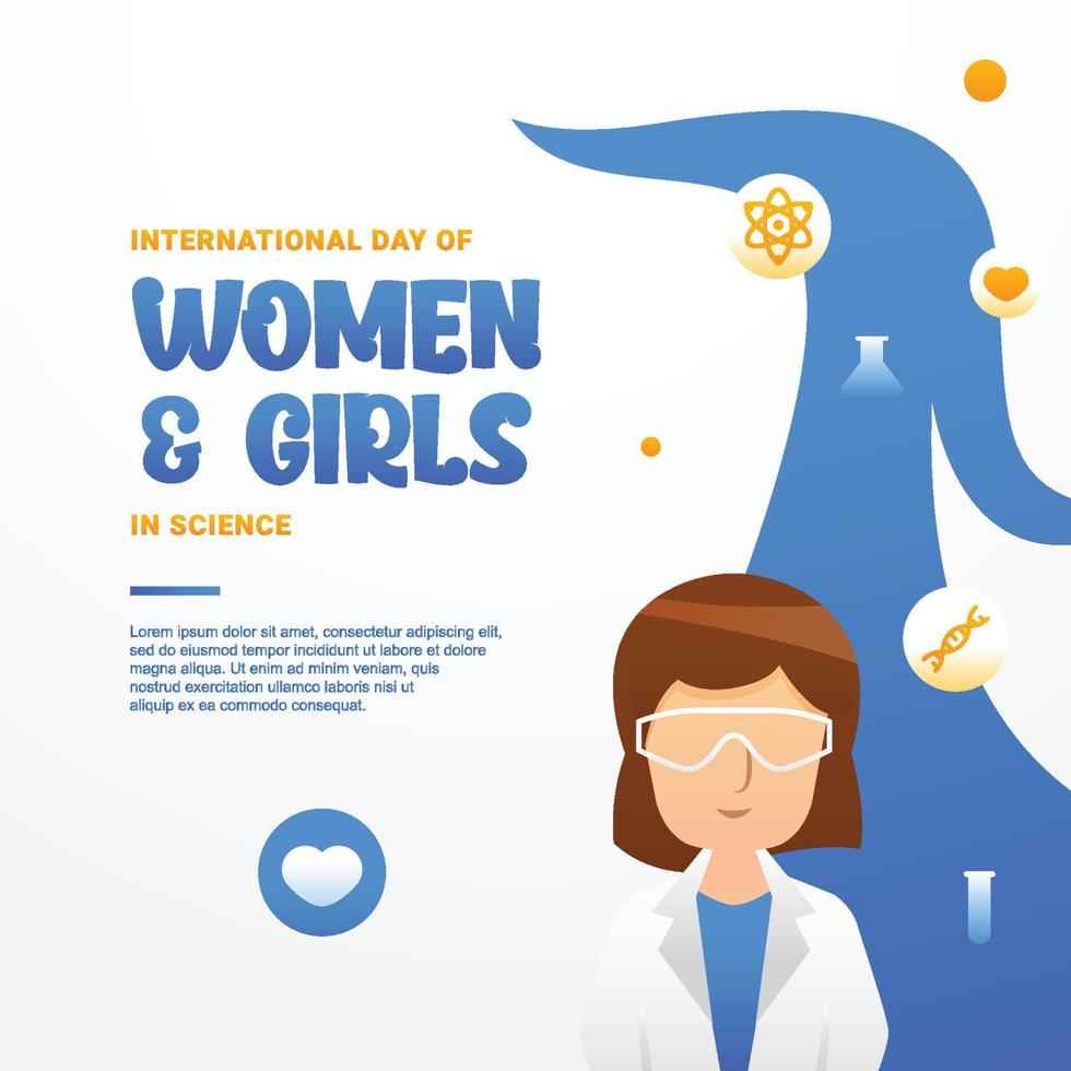 internacional día de mujer y muchachas en Ciencias diseño vector
