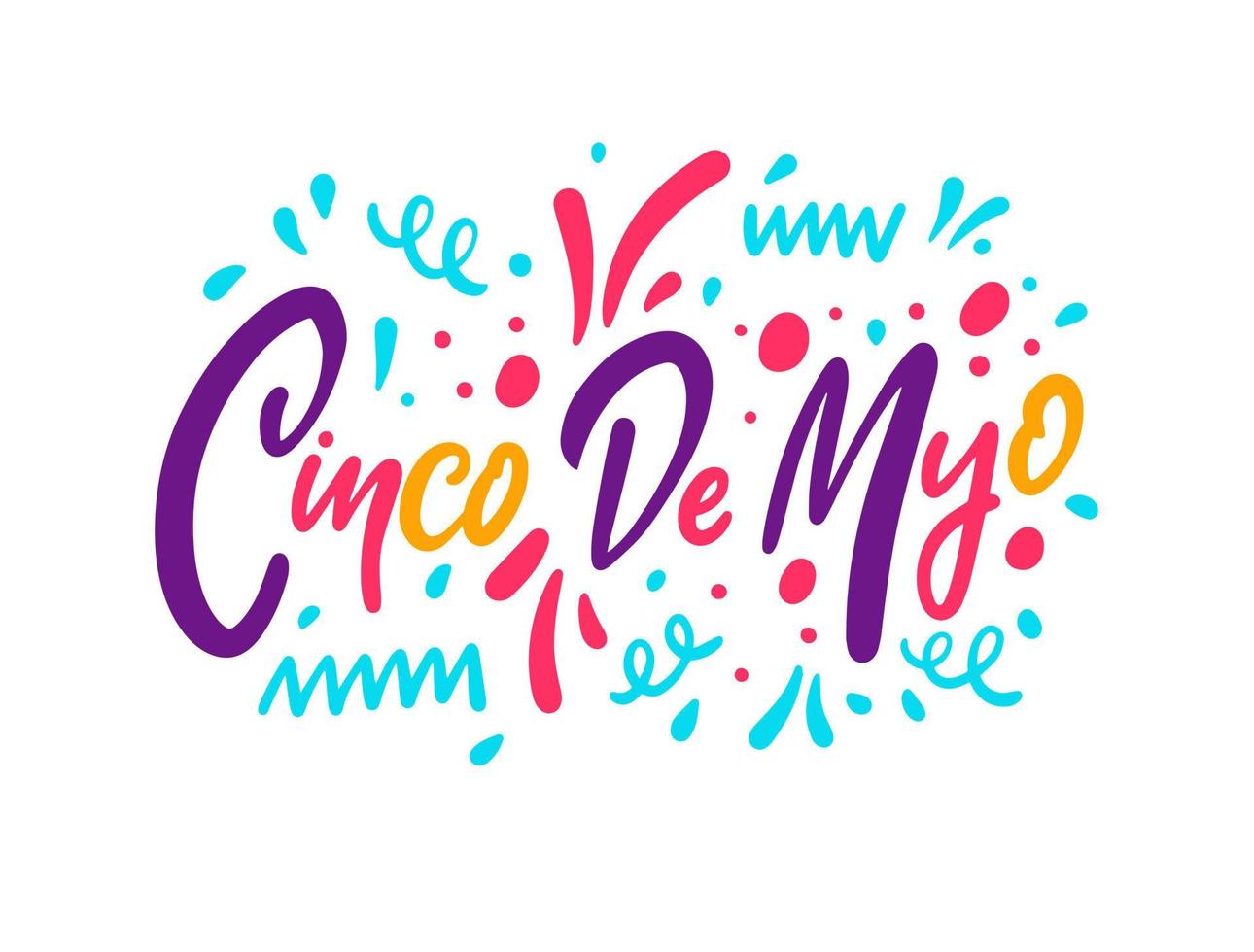 cinco Delaware mayonesa. fiesta en México. vistoso caligrafía frase. letras texto. vector