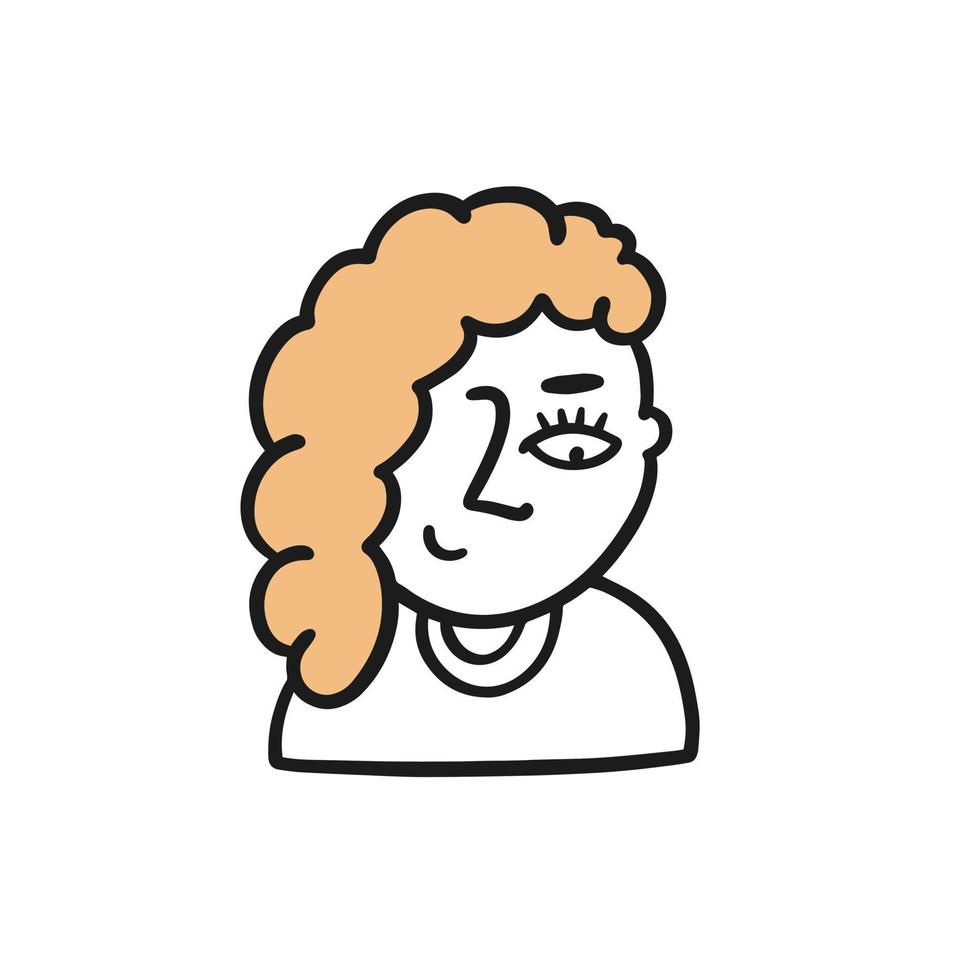 Girl face cartoon style. Hand drawn colorful avatar. vector