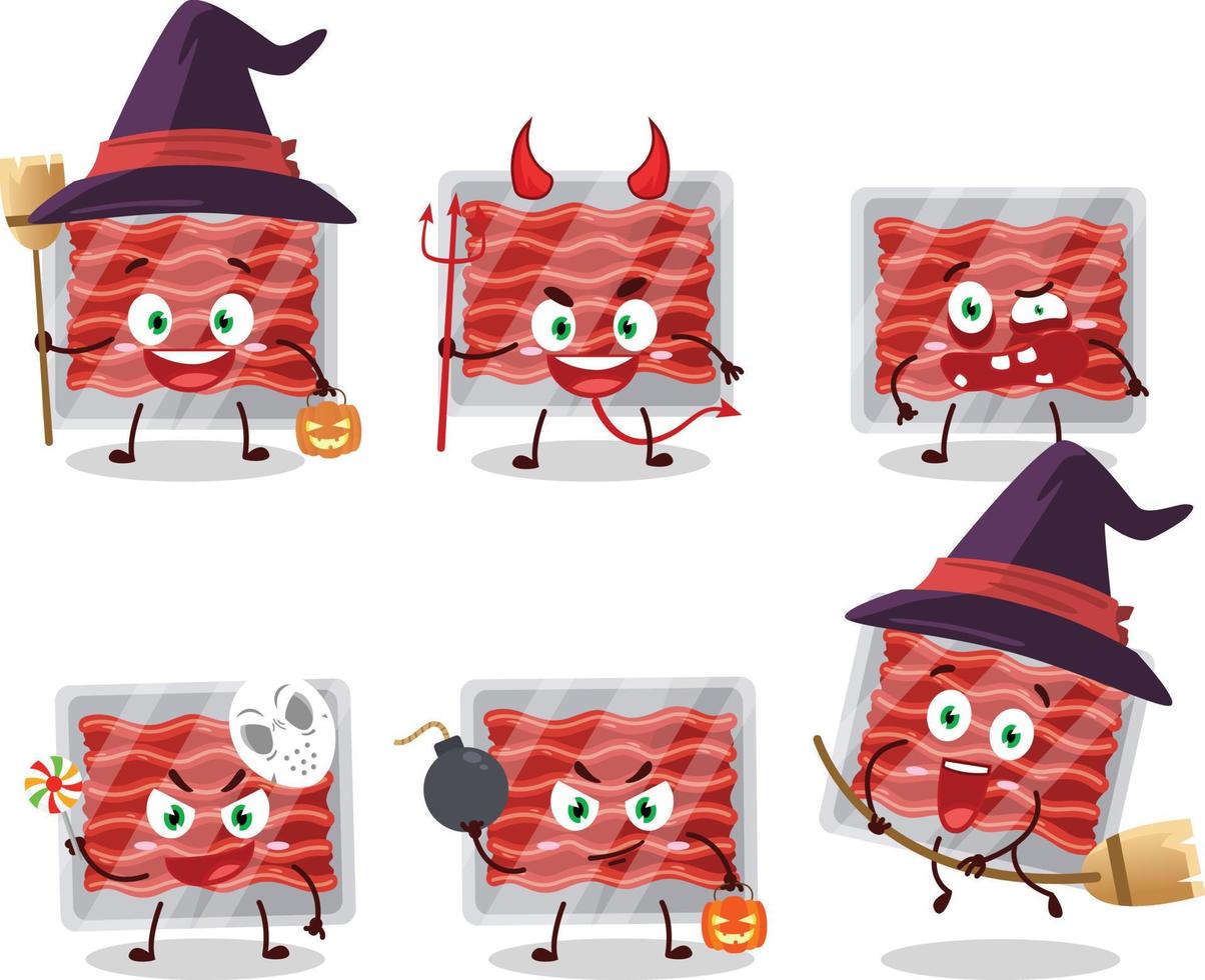 Halloween expression emoticons with cartoon character of ground meat vector